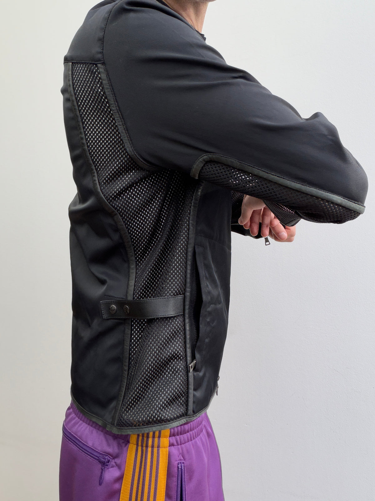 Prada Sport SS00 Leather-Trim Mesh Biker Jacket