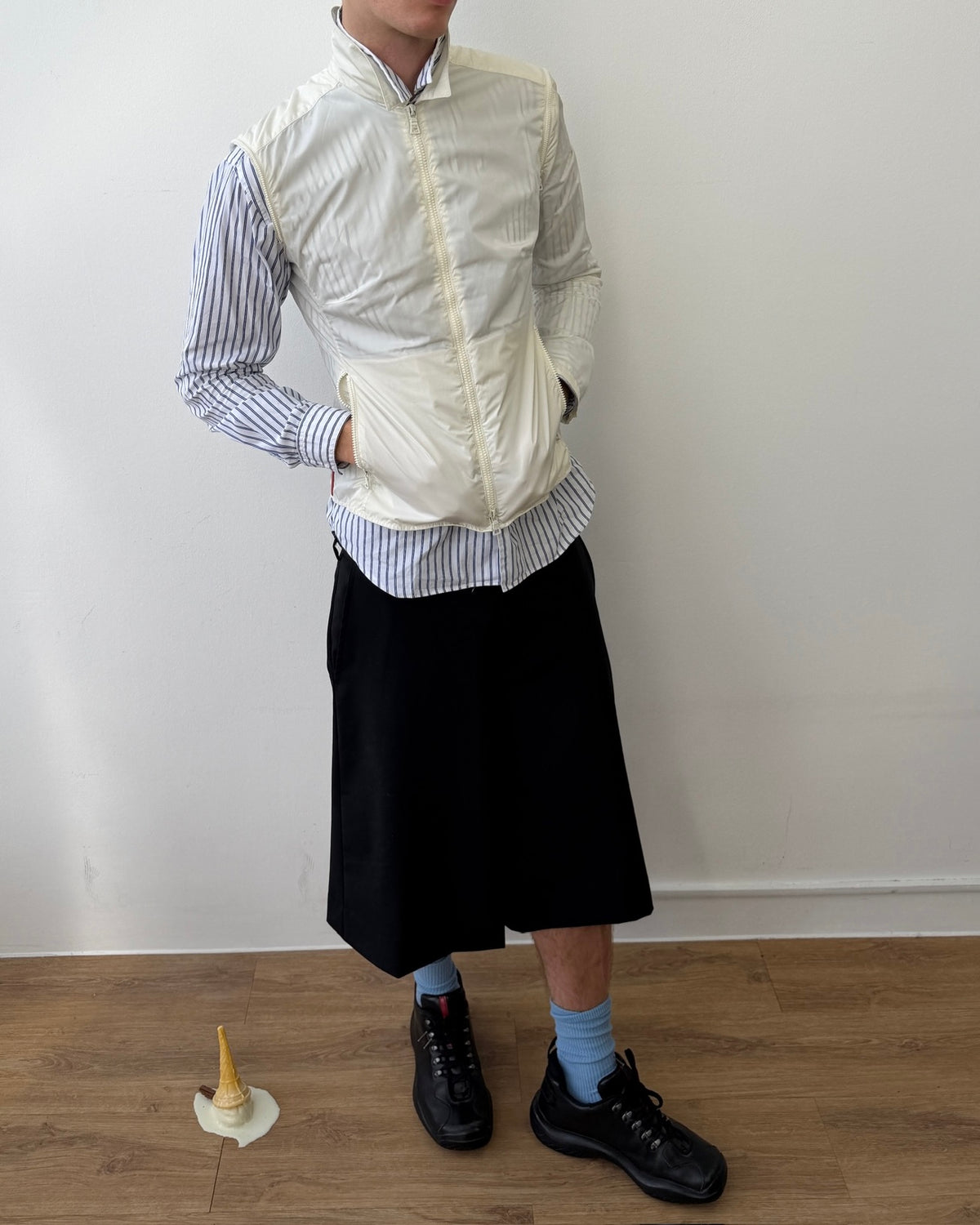 Comme Des Garçons Black SS19 Oversized Suit Shorts