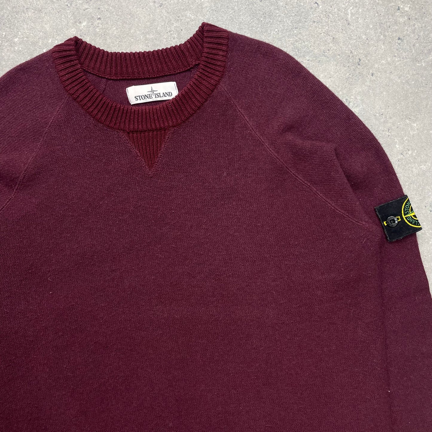 Stone Island Two-Tone Burgundy Knit Jumper