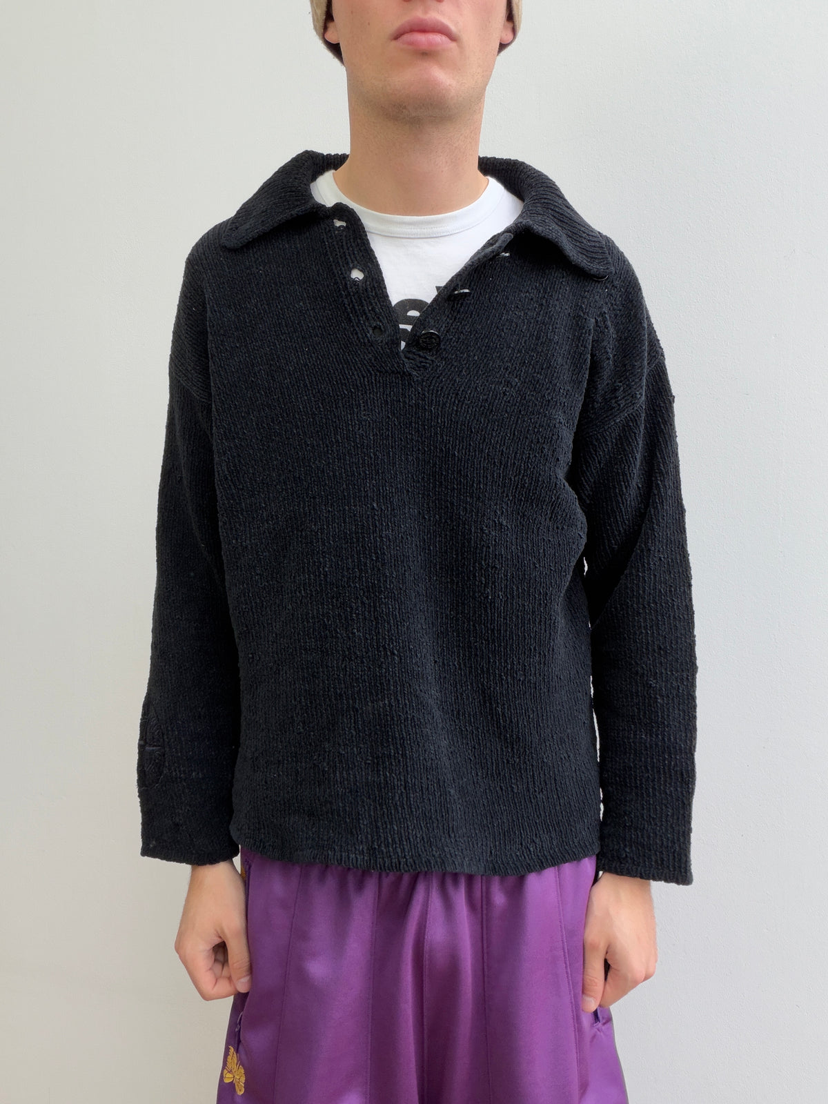 Stone Island SS97 Chenille Knit Button-Collar Jumper