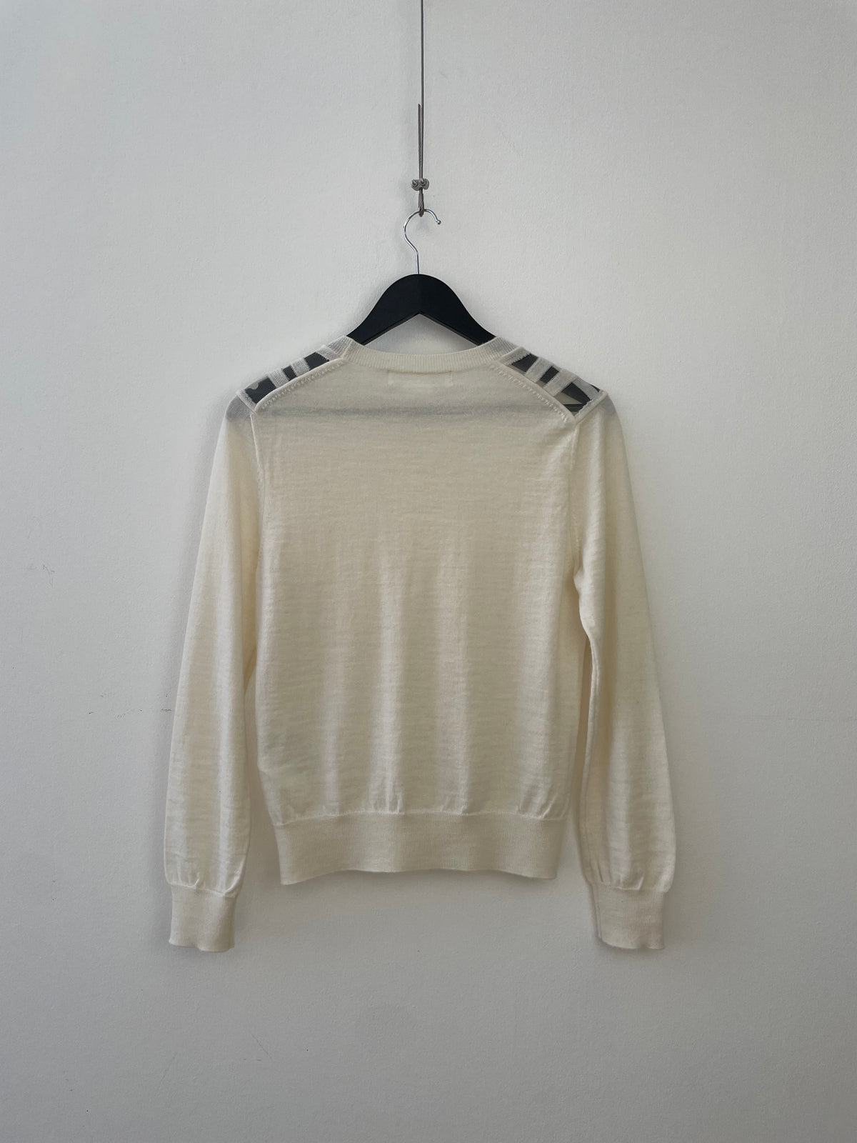 Comme Des Garçons Cream Transparent Grid Jumper