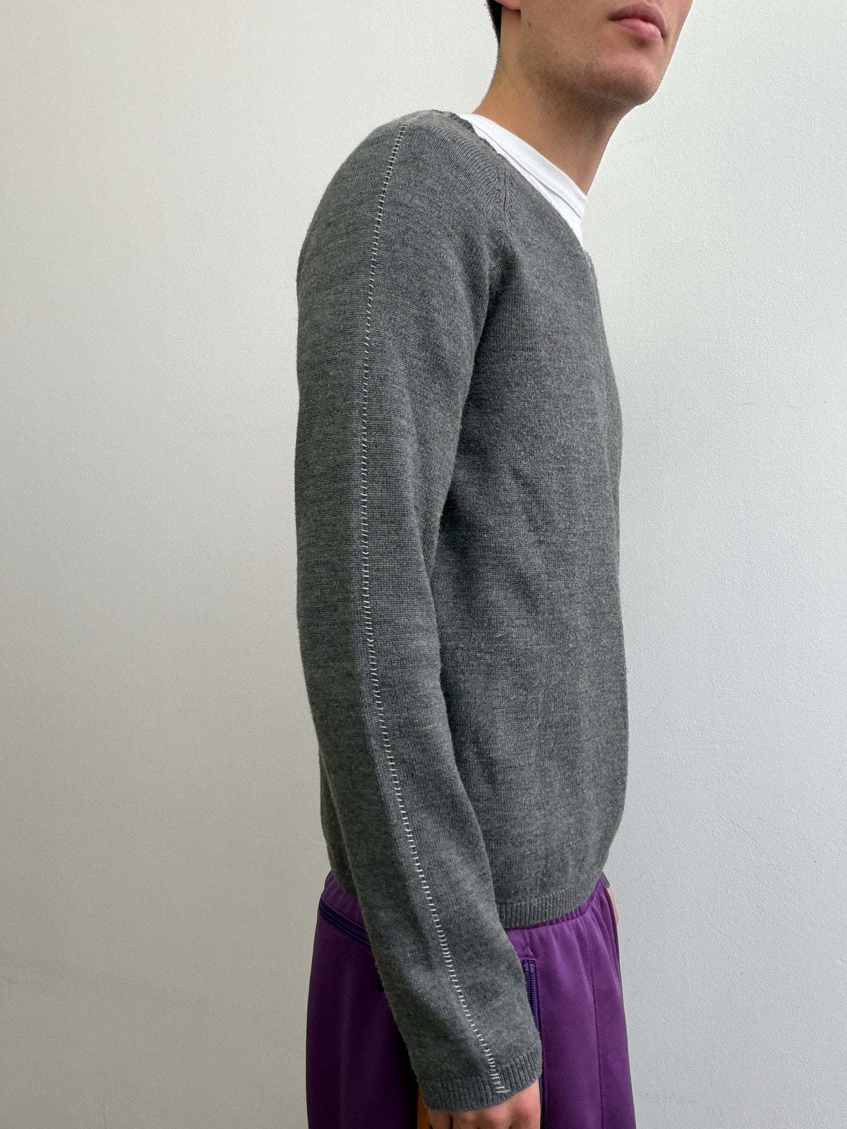 Armani Jeans Scoop Neck Contrast Stitch Jumper