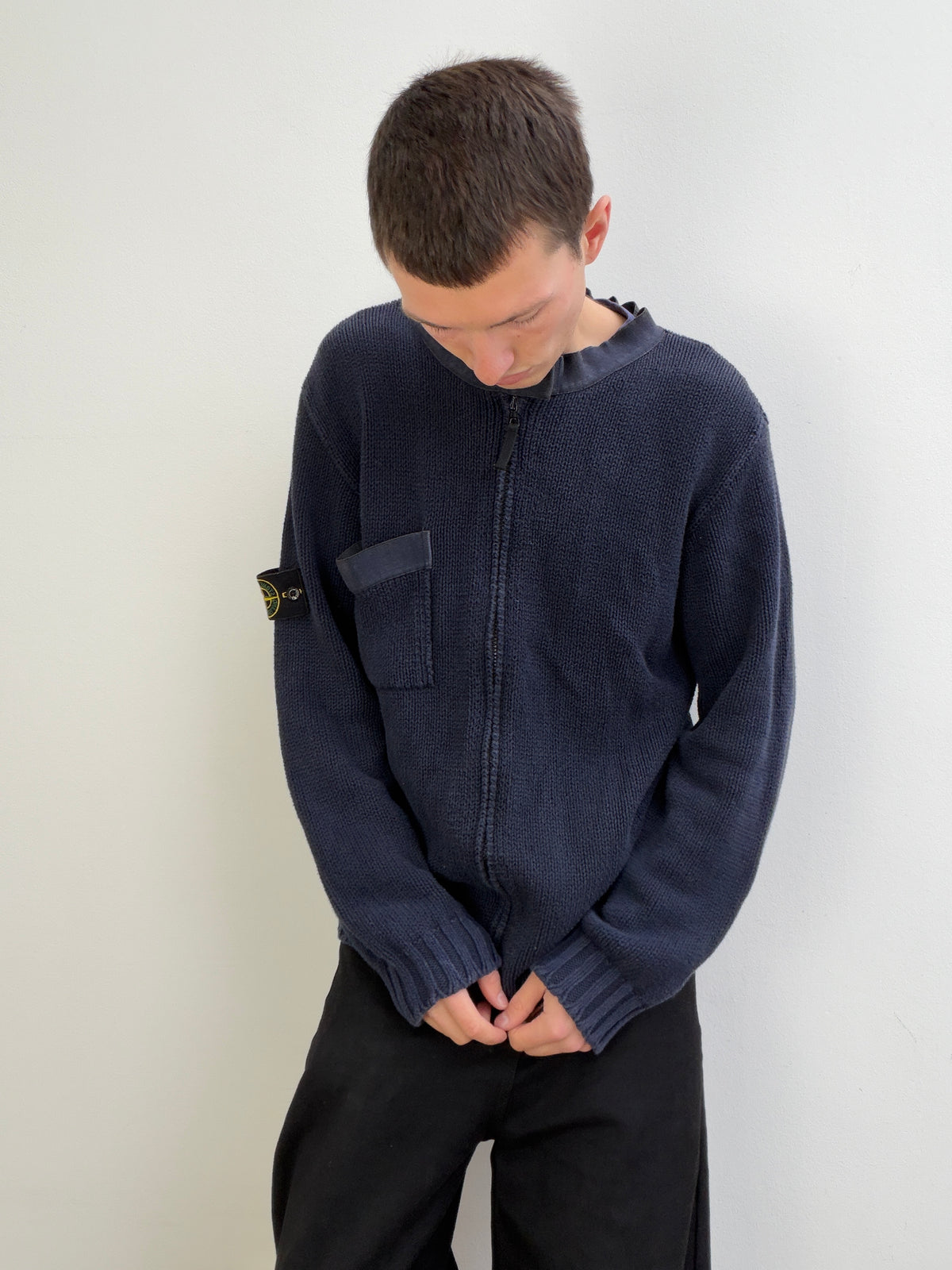 Stone Island SS01 Zip-Through Knit Cardigan Jacket
