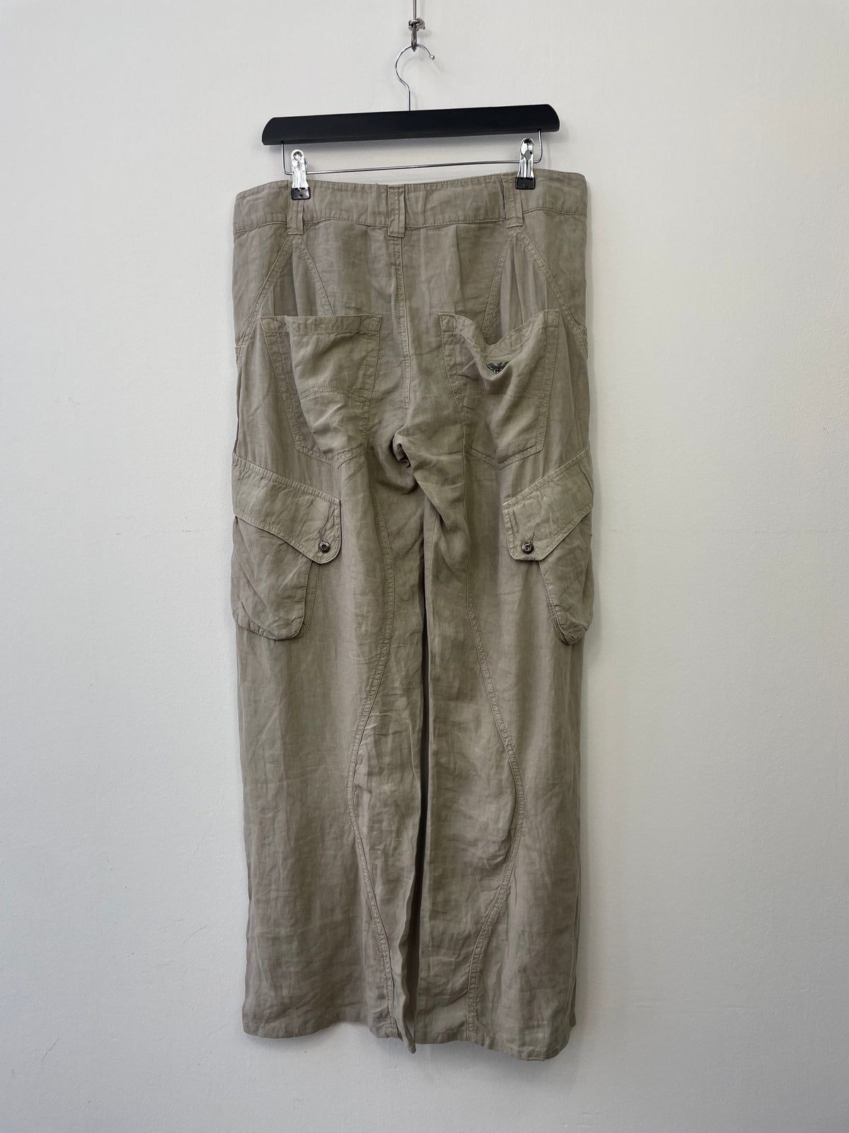 Armani Jeans 00s Twist Seam Linen Cargo Trousers