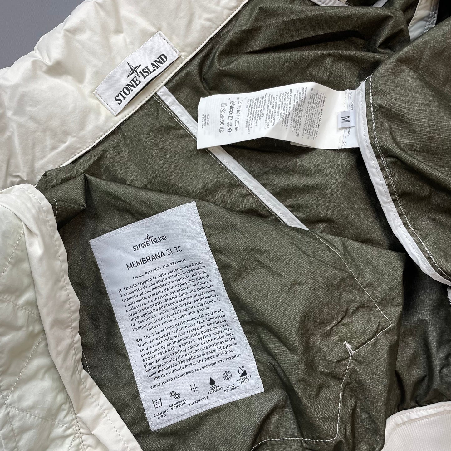 Stone Island White SS15 Membrana 3L TC Concealed Hood Jacket