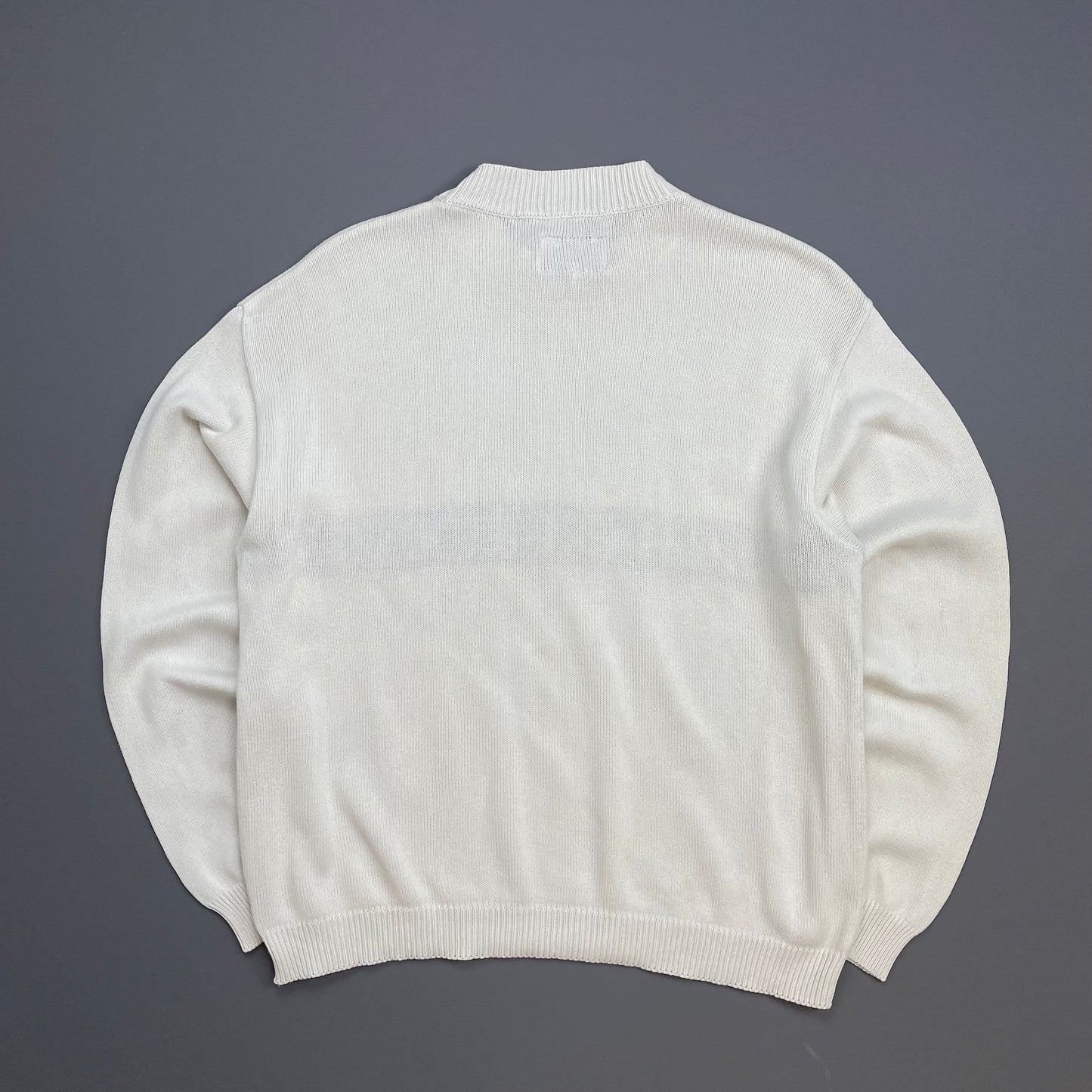 Armani Jeans White 90s Spellout Knit Jumper