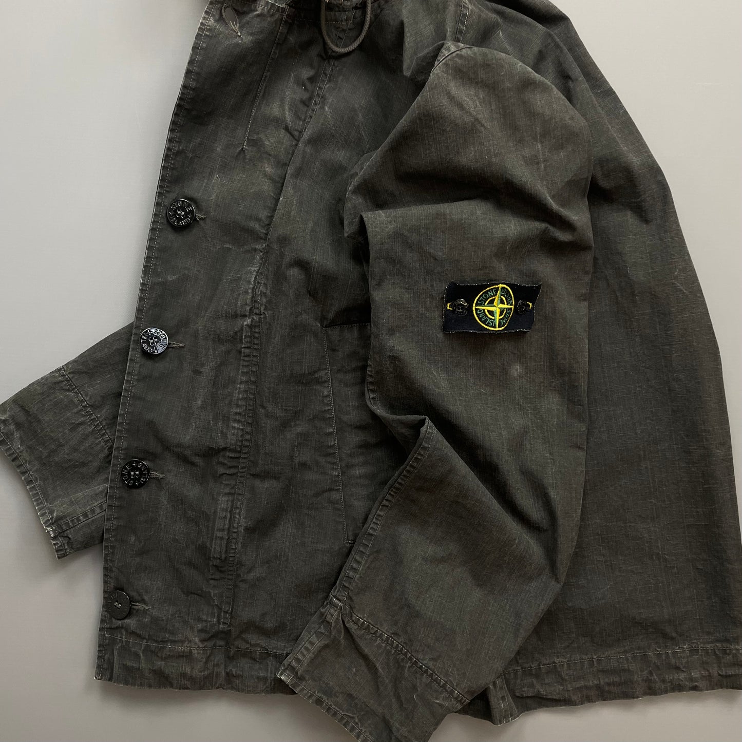 Stone Island Black/Grey Cotton Spalmatura Hooded Jacket SS07