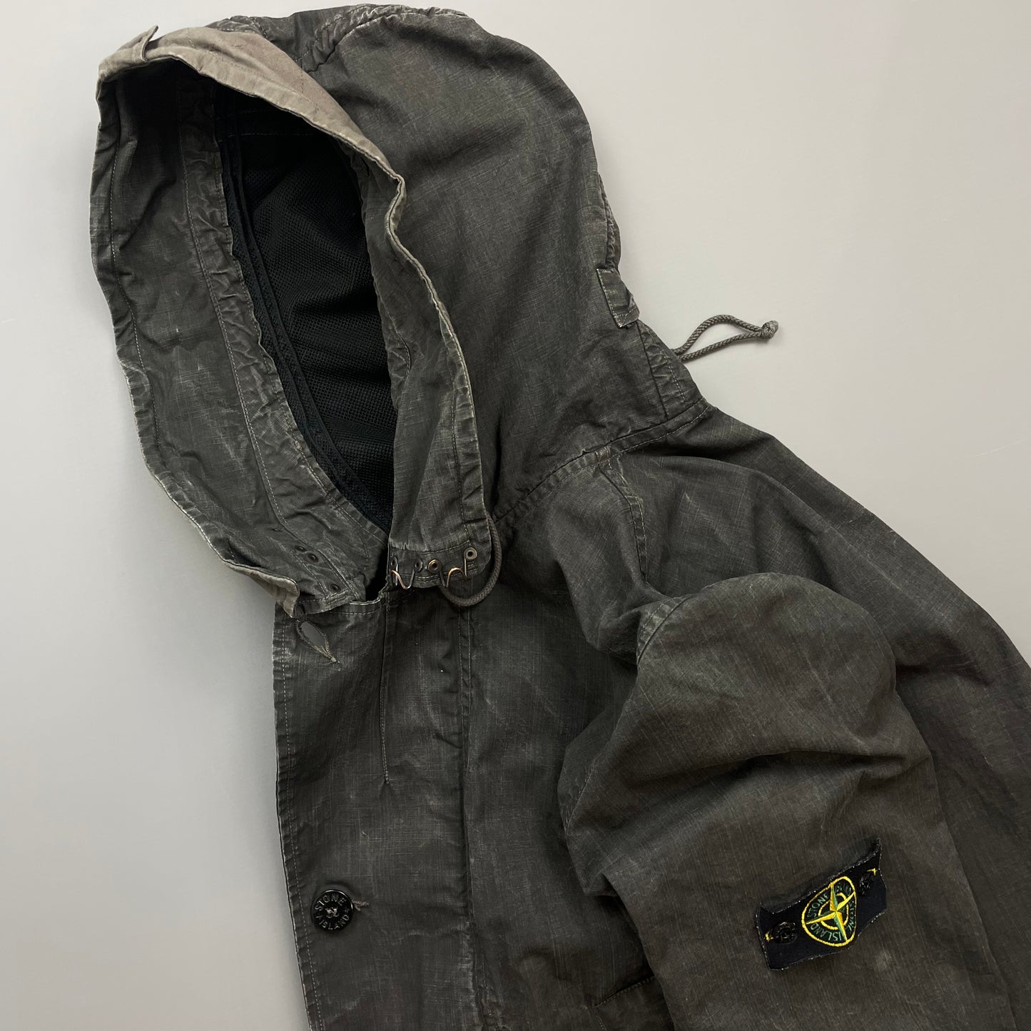 Stone Island Black/Grey Cotton Spalmatura Hooded Jacket SS07
