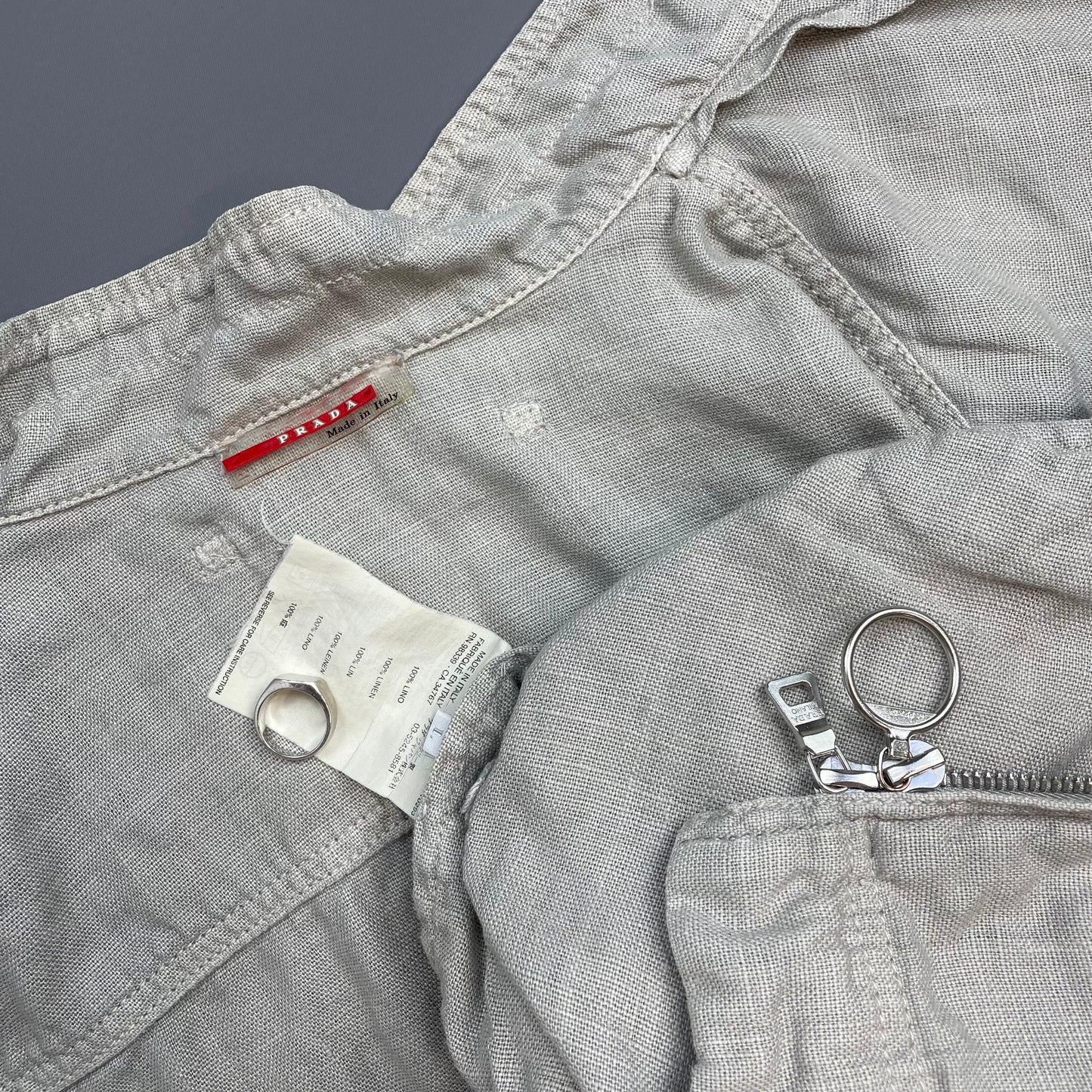 Prada Sport Grey 00s Linen Zip-Through Lightweight Jacket