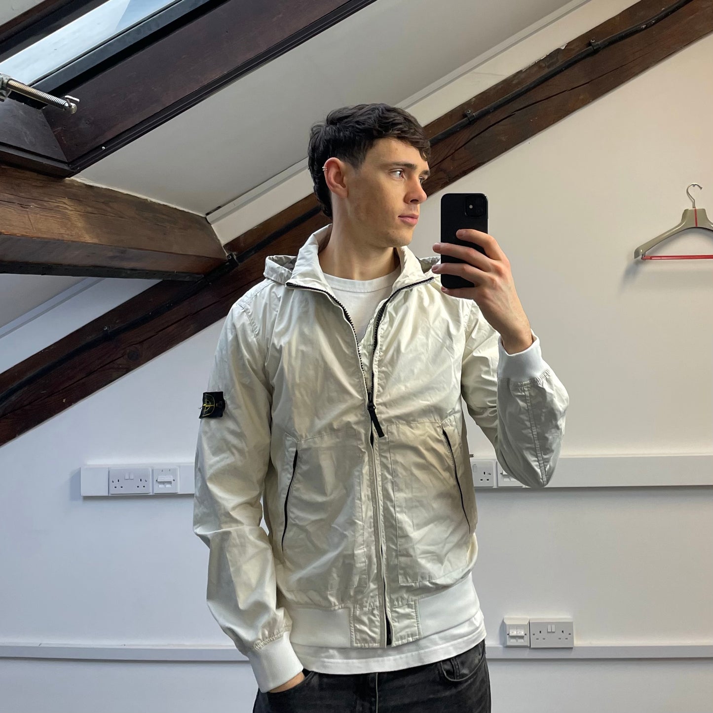 Stone Island White SS15 Membrana 3L TC Concealed Hood Jacket