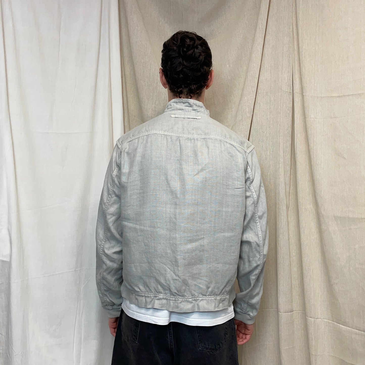 Prada Sport Grey 00s Linen Zip-Through Lightweight Jacket