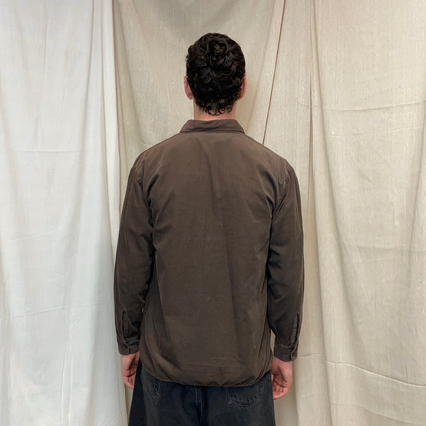 Stone Island Brown AW97 Fine Cord Concealed Button-Up Shirt