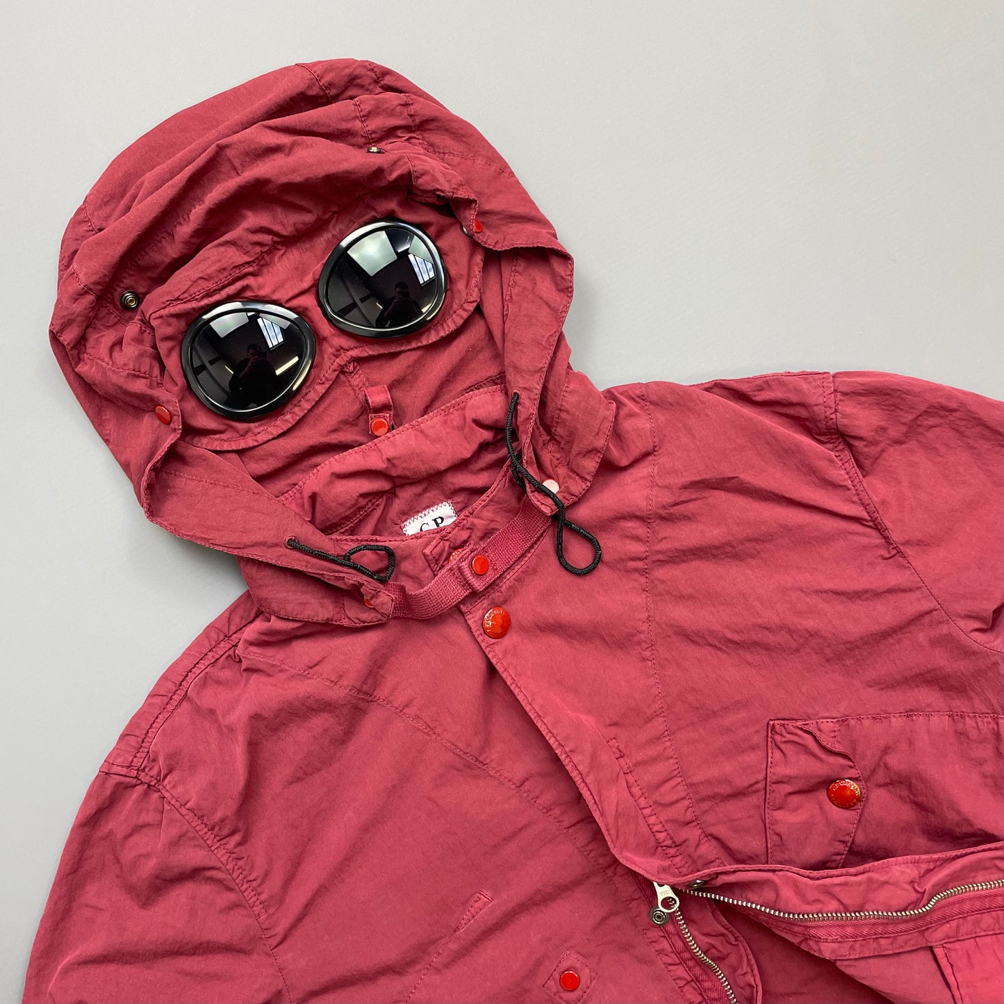 CP Company Red Detachable Hood Goggle Jacket