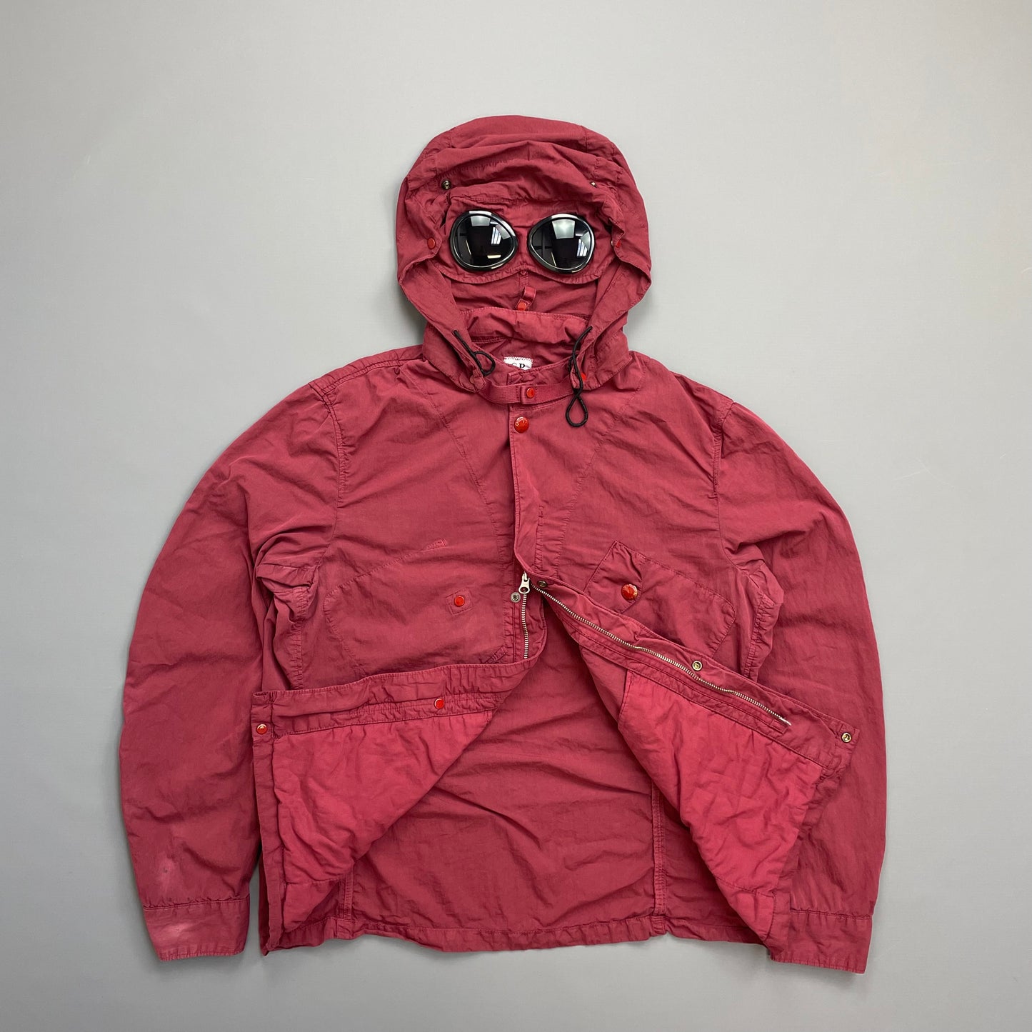 CP Company Red Detachable Hood Goggle Jacket