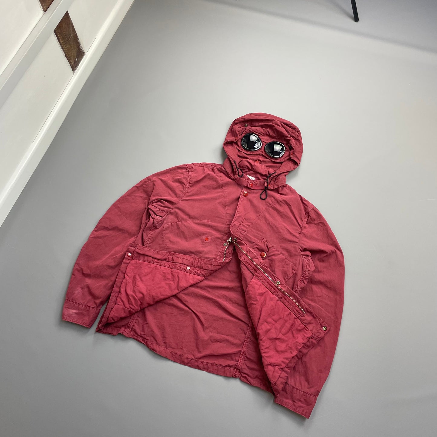 CP Company Red Detachable Hood Goggle Jacket