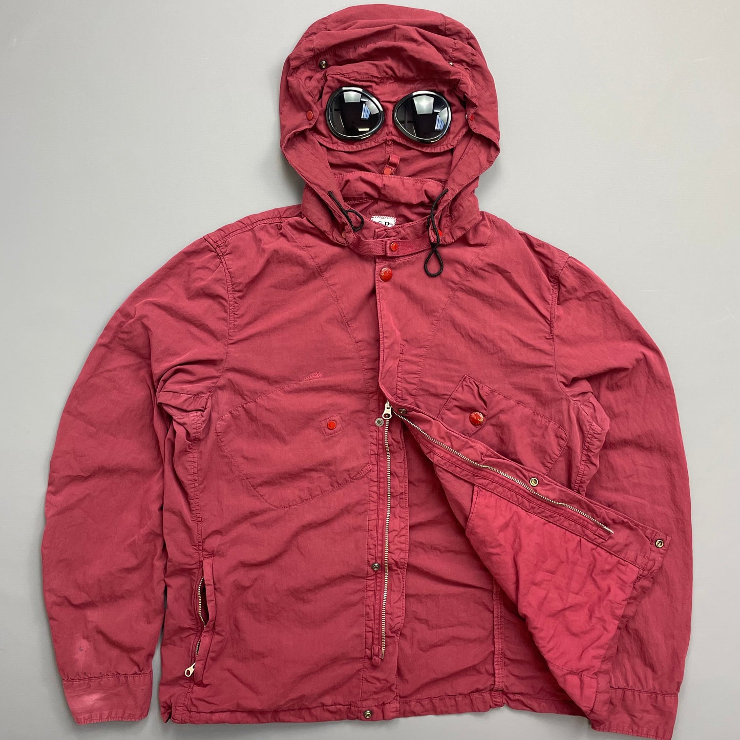 CP Company Red Detachable Hood Goggle Jacket