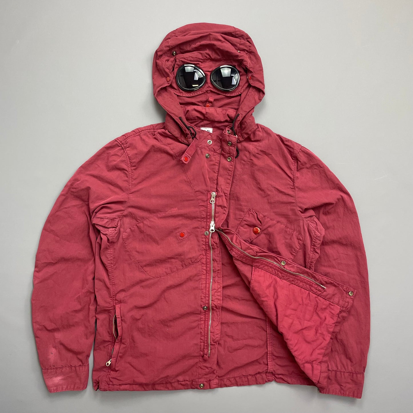 CP Company Red Detachable Hood Goggle Jacket