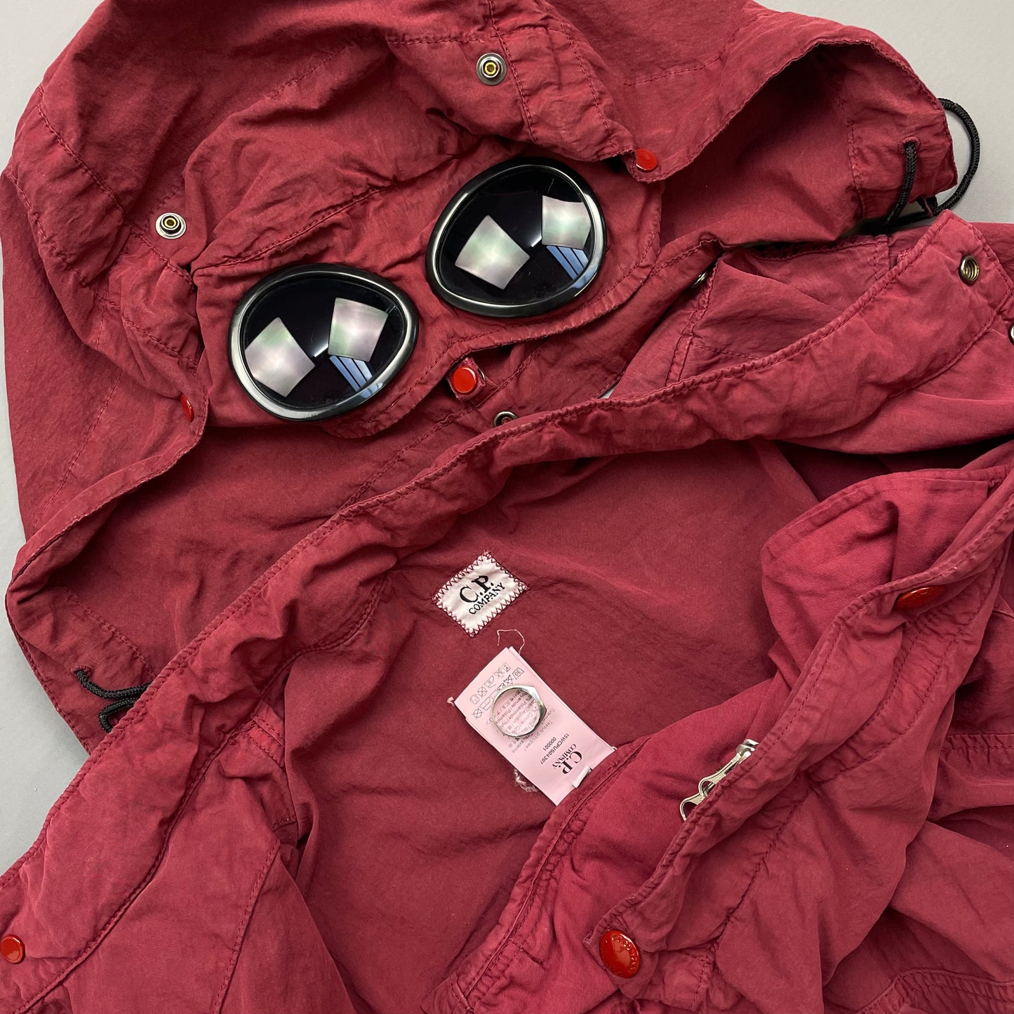 CP Company Red Detachable Hood Goggle Jacket