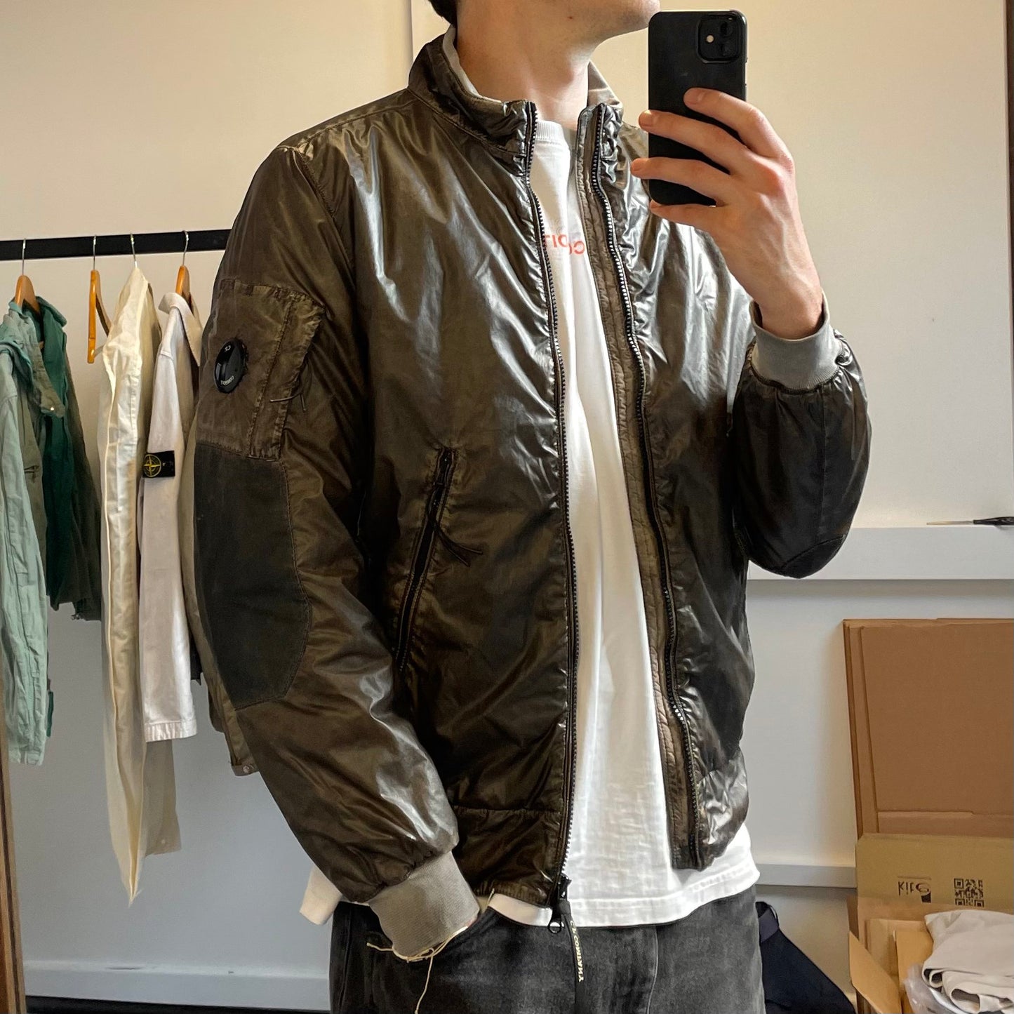 C.P. Company Nyber Bomber Jacket in Dusty Olive
