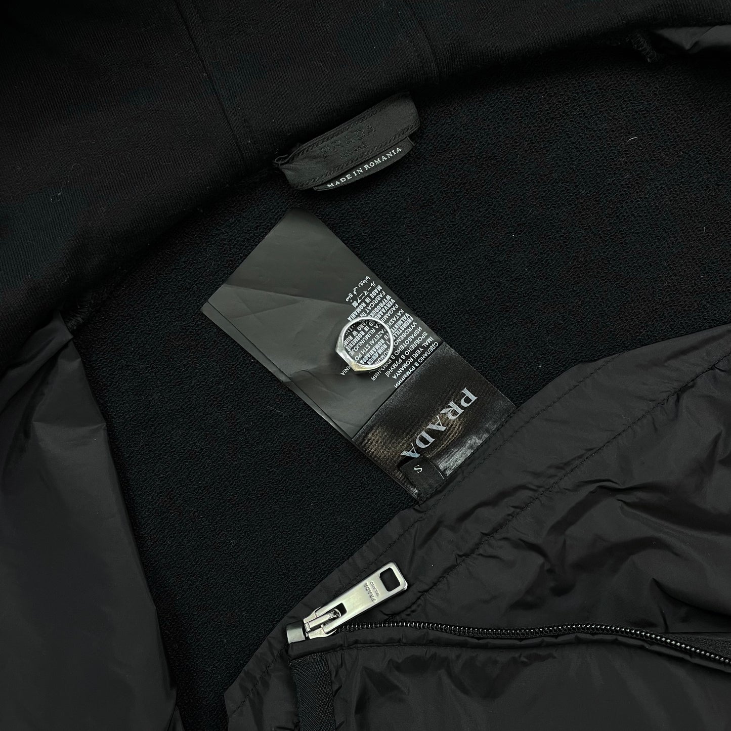 Prada Sport Black 2015 Nylon Panelled Hooded Gilet Vest