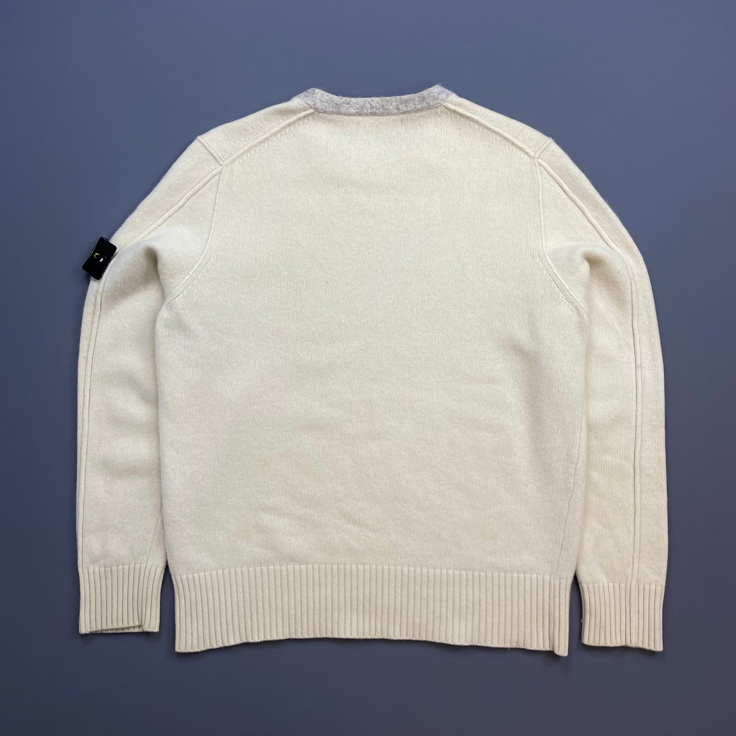 Stone Island Cream & Grey AW09 Wool Knit Crewneck Jumper