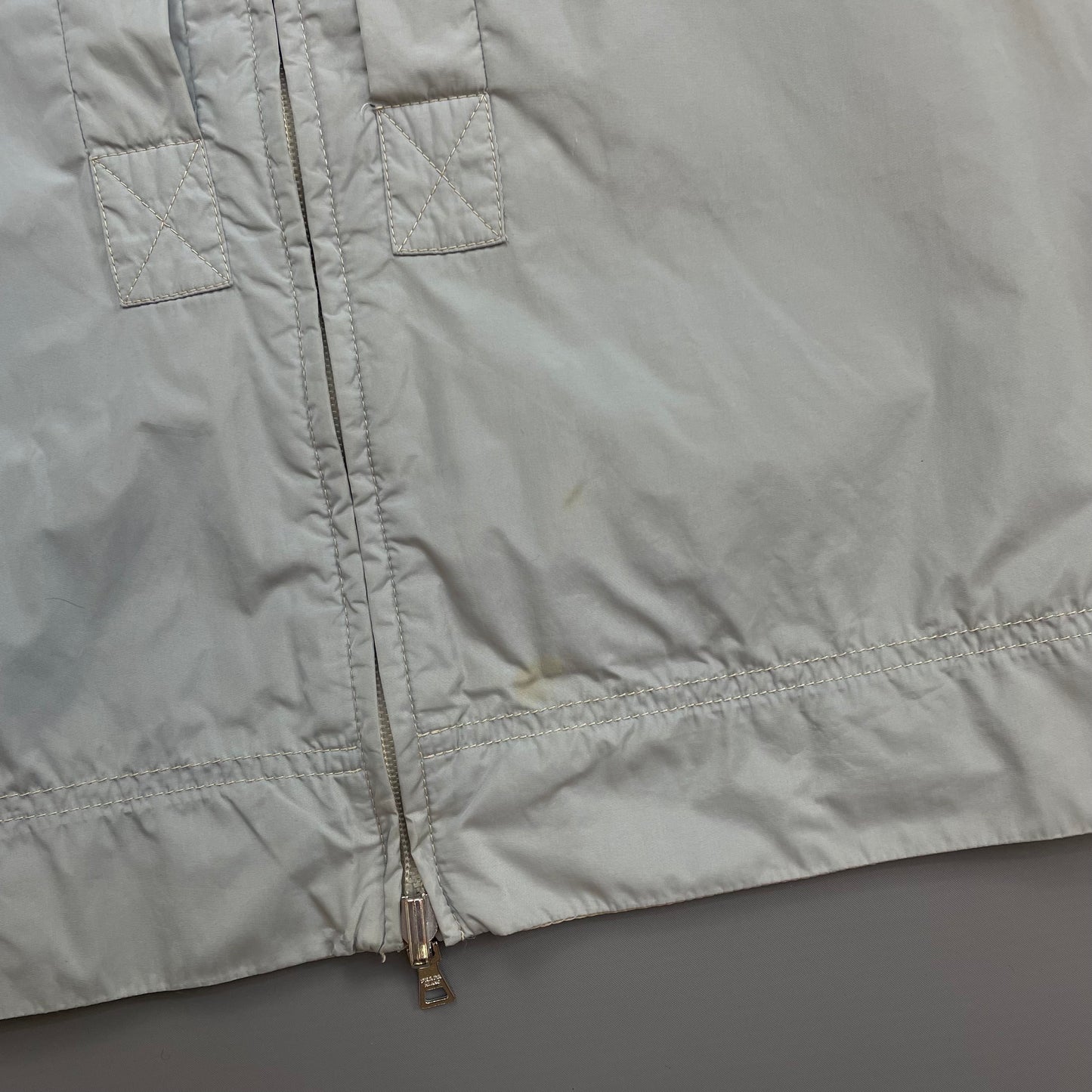 Prada Sport Beige & Blue 00s Reversible Lightweight Nylon Biker Jacket