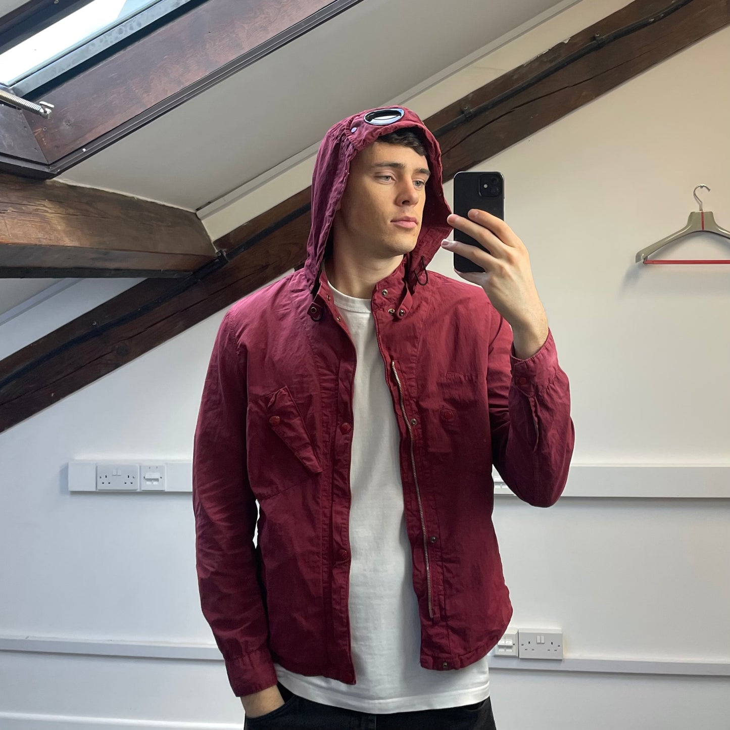 CP Company Red Detachable Hood Goggle Jacket
