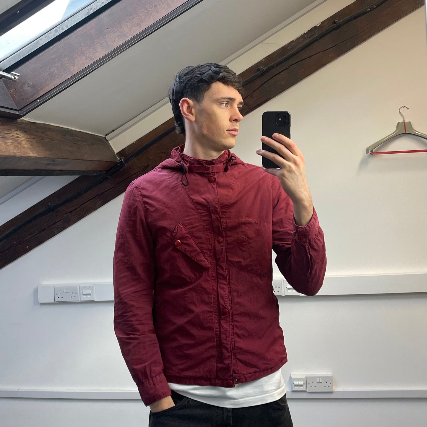 CP Company Red Detachable Hood Goggle Jacket