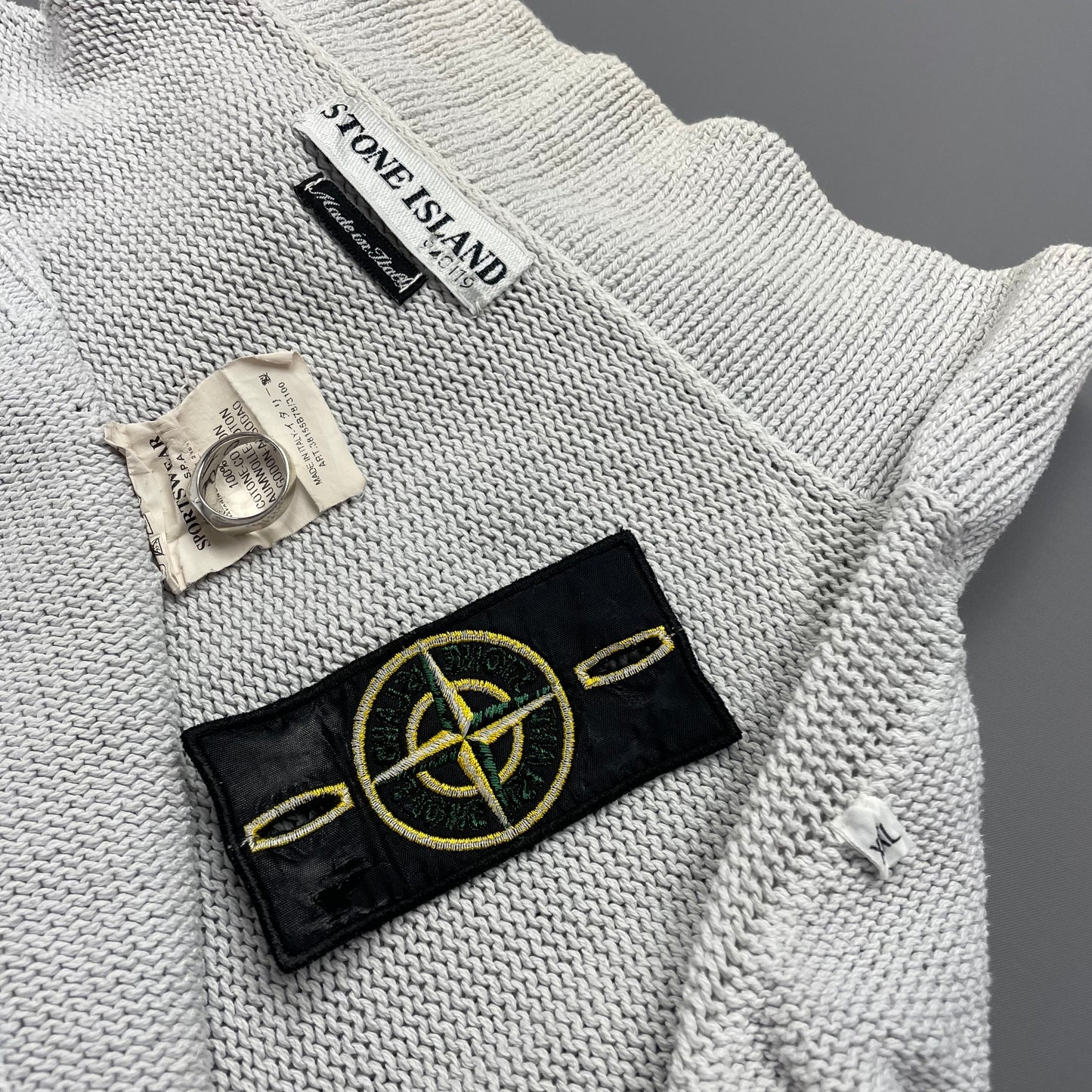 Stone Island White Zip-Through Knit Jumper SS03