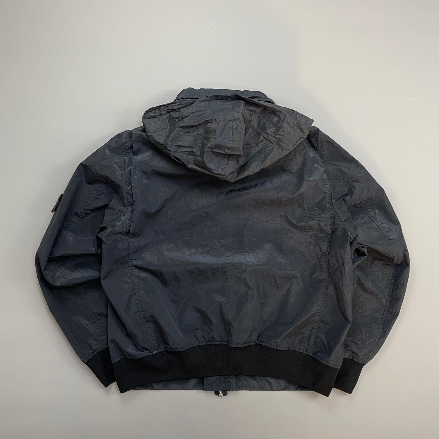Stone Island Navy SS08 Nylon Metal Archivio Concealed Hood Lightweight Bomber Jacket