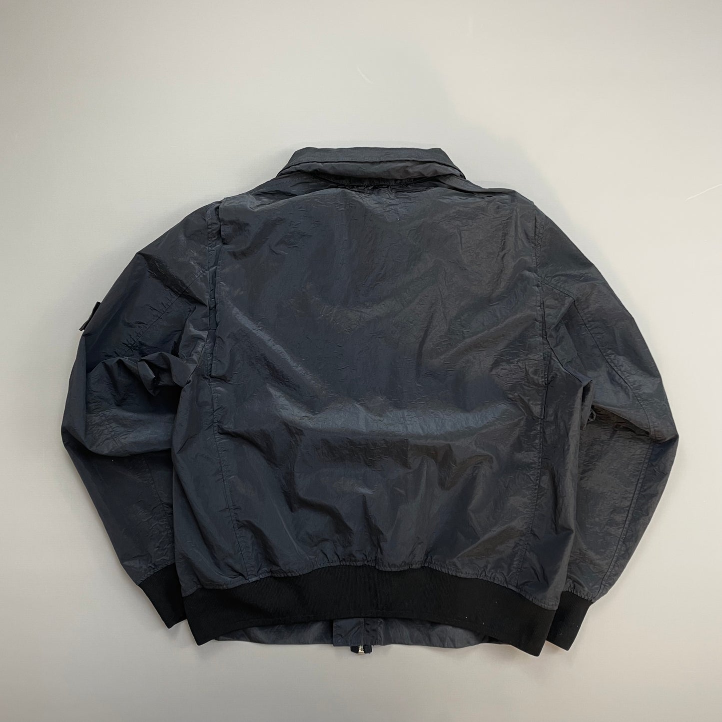Stone Island Navy SS08 Nylon Metal Archivio Concealed Hood Lightweight Bomber Jacket
