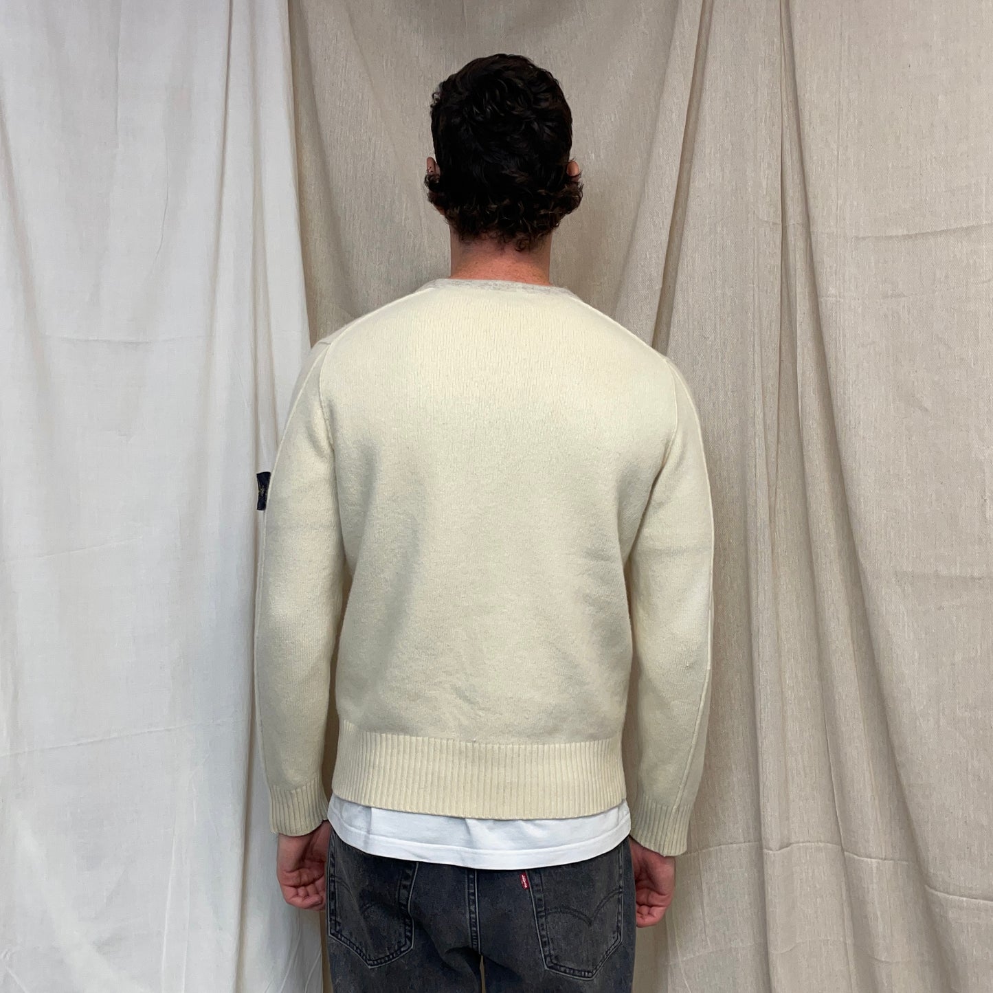 Stone Island Cream & Grey AW09 Wool Knit Crewneck Jumper