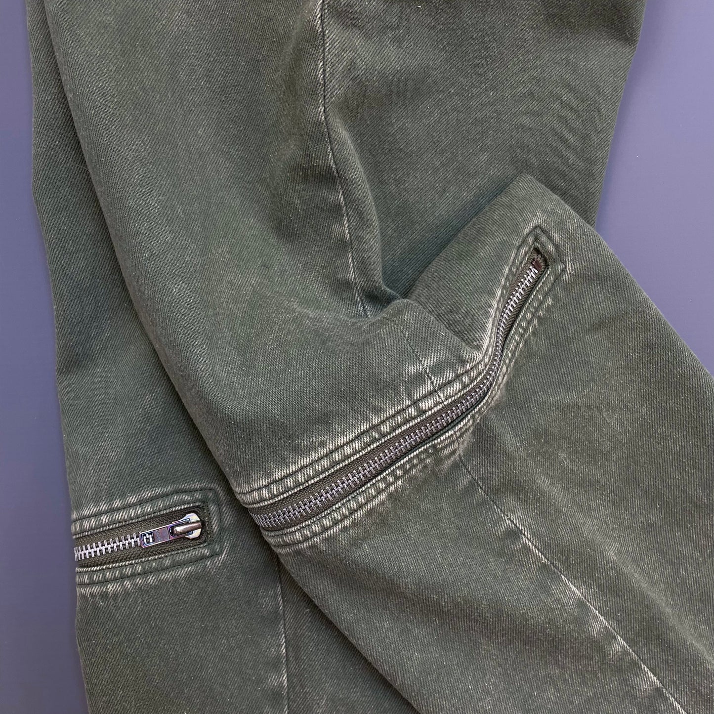 Comme Des Garçons BLACK Green Wash Zip Detailed Denim Jeans