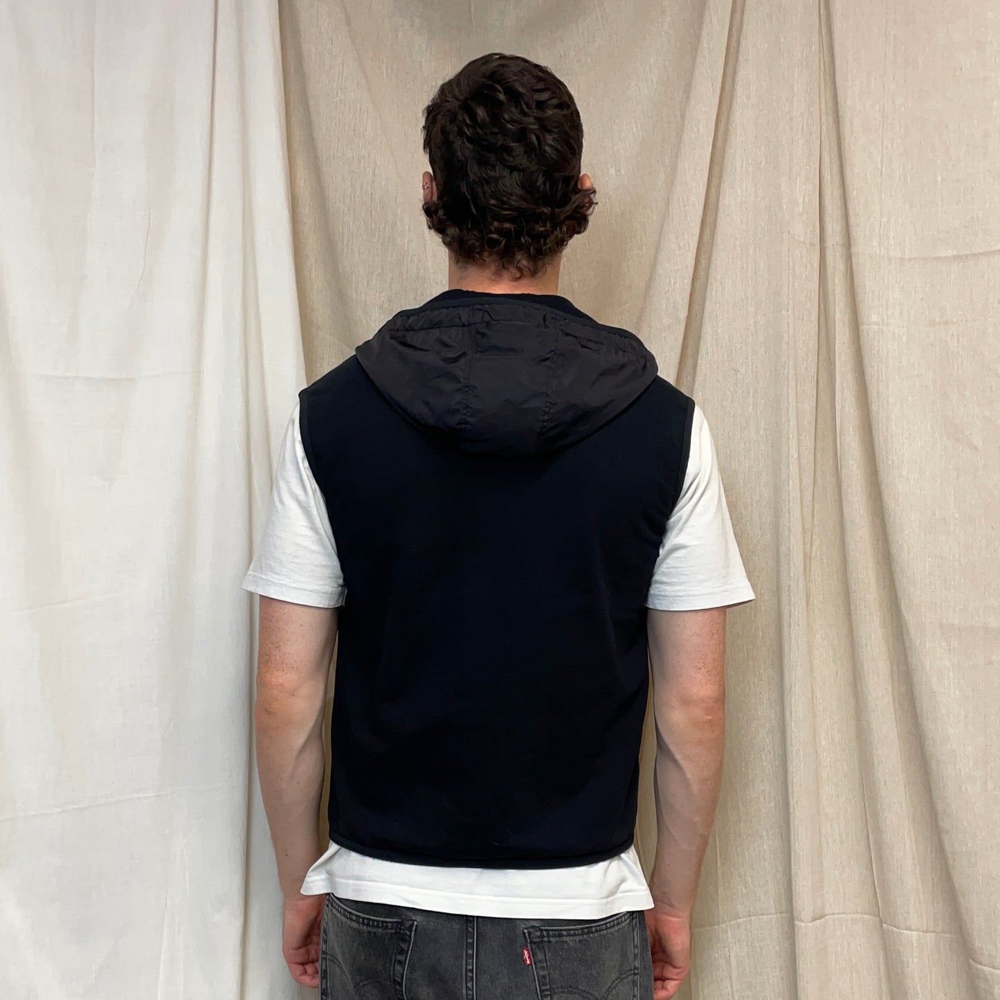 Prada Sport Black 2015 Nylon Panelled Hooded Gilet Vest