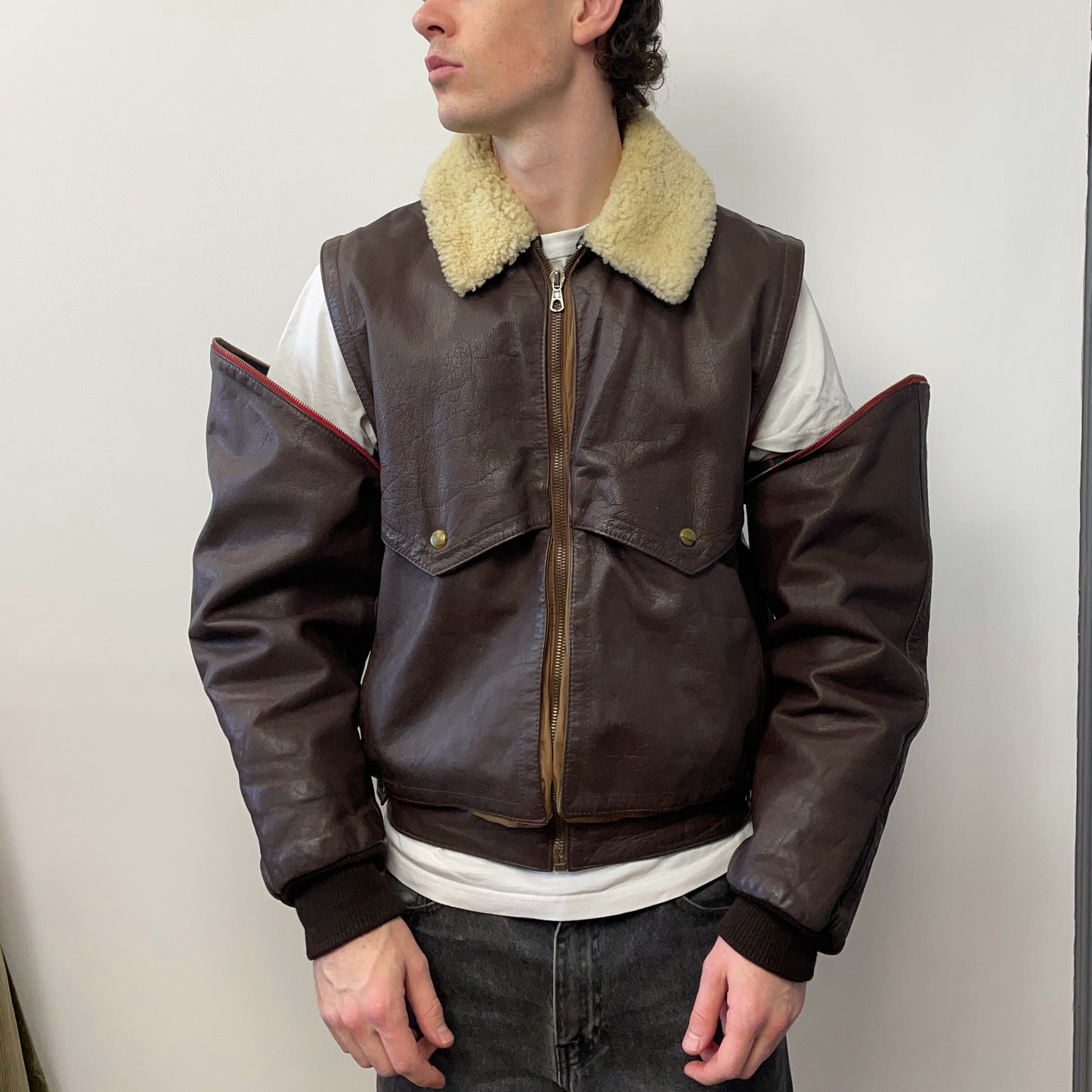 C.P. Company Brown FW82 Removable Sleeve Dutch Police L'Uomo Vogue Archive Jacket