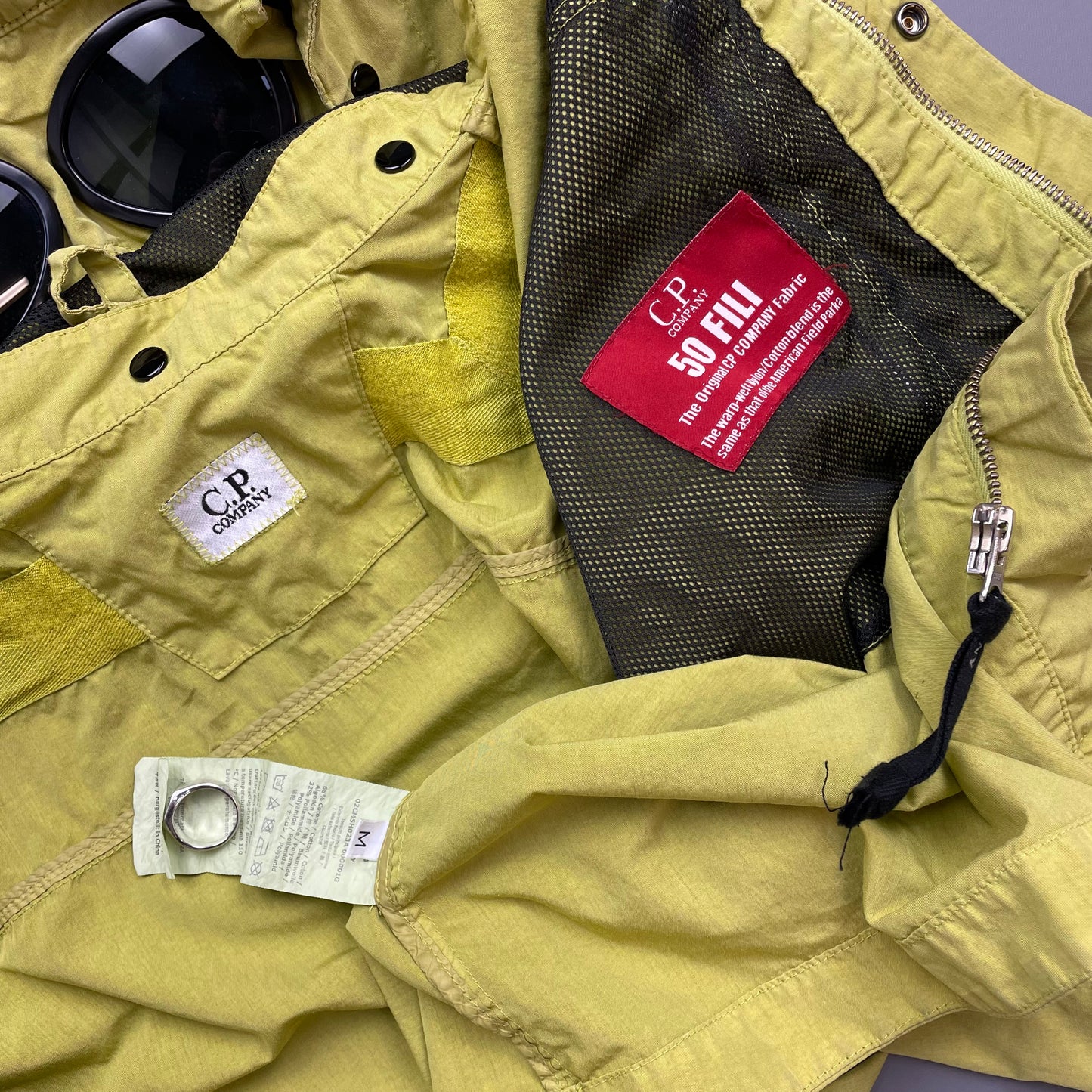 CP Company Green 50 Fili Removable Hood Goggle Jacket