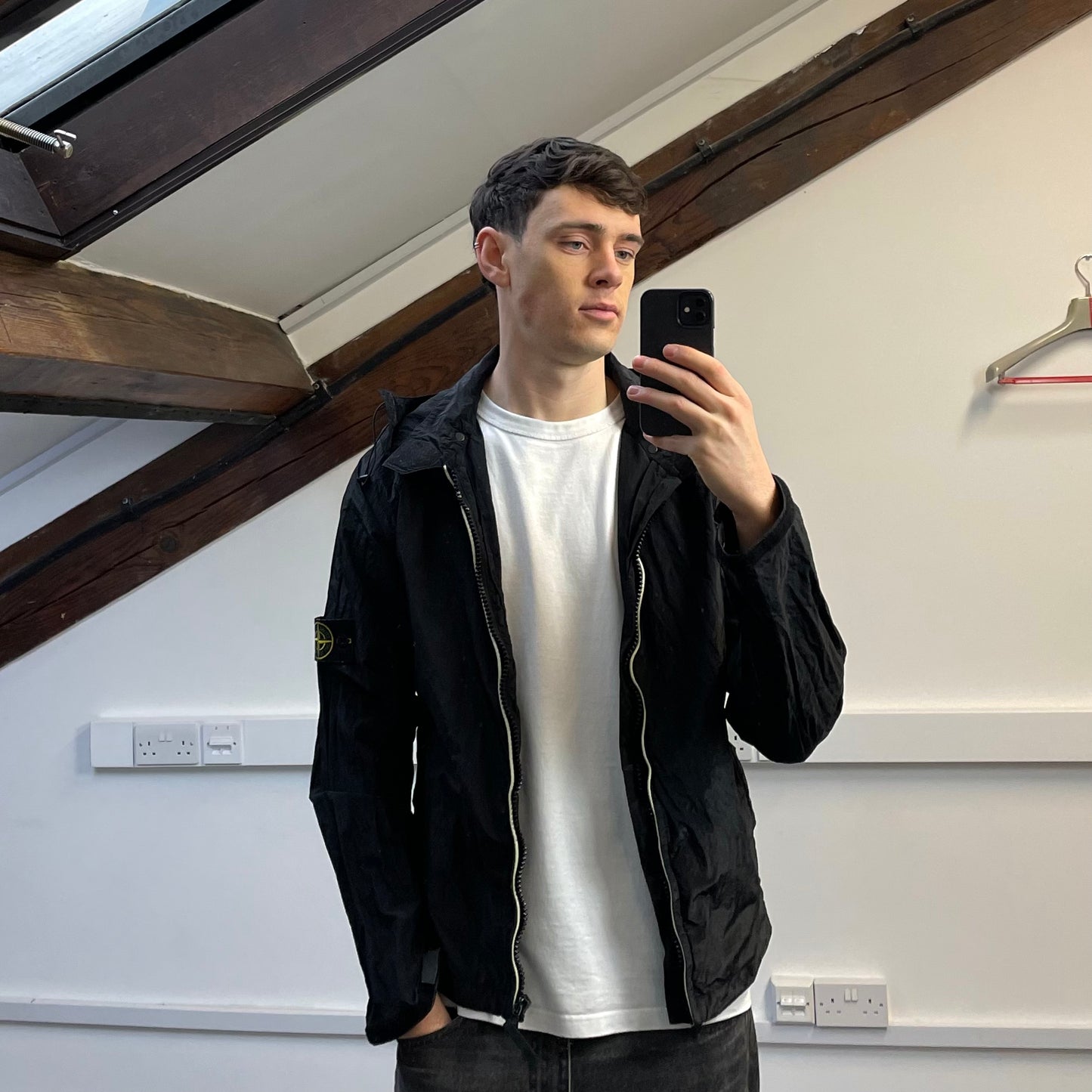 Stone Island Black SS07 Nylon Detachable Hood Lightweight Jacket