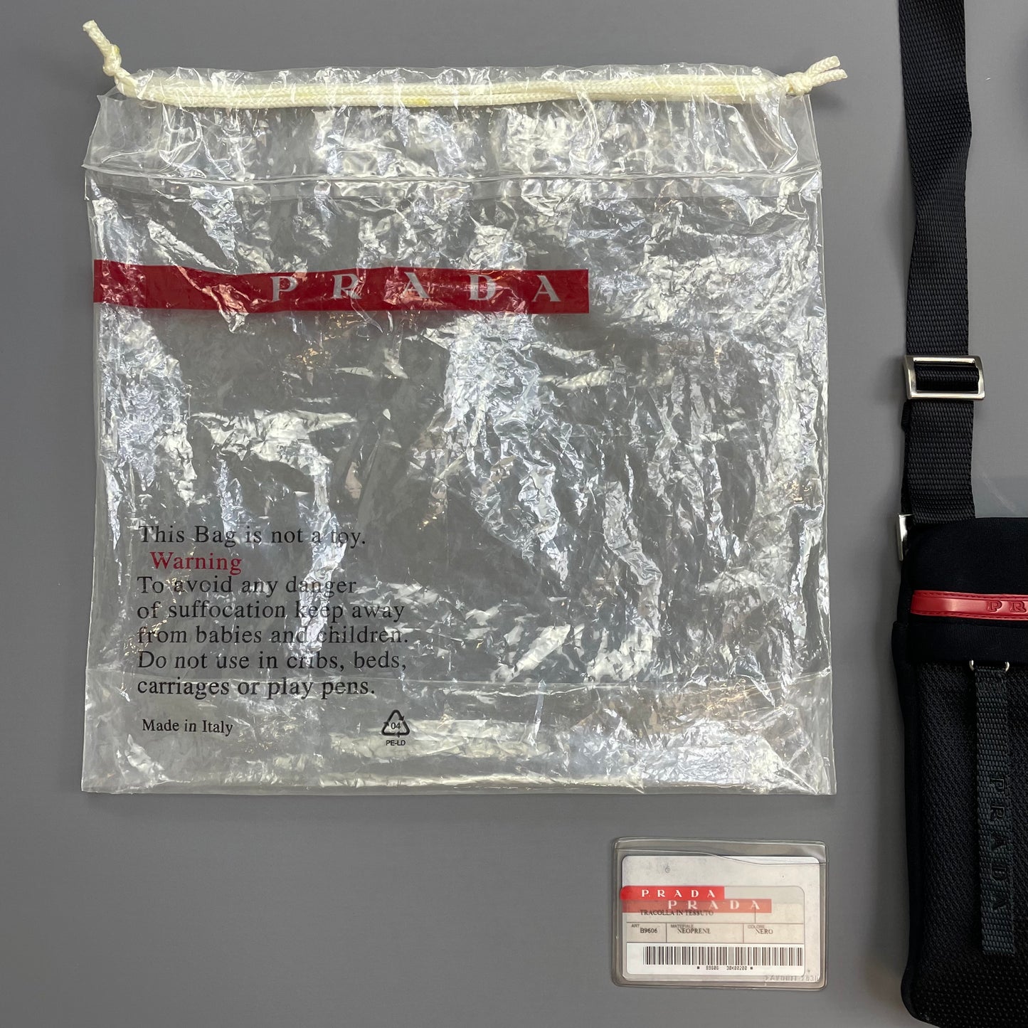 Prada Sport Black 1999 Neoprene Mesh Side Shoulder Bag