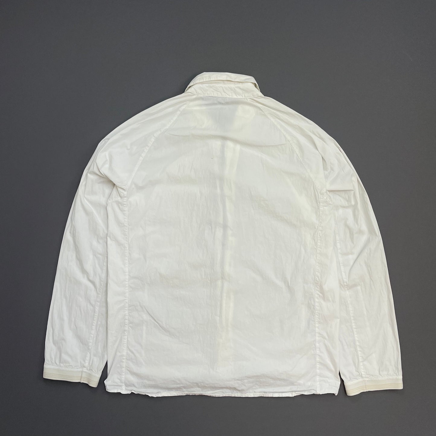 Stone Island White SS05 Technical Spiral-Stitch Lightweight Spellout Overshirt Jacket