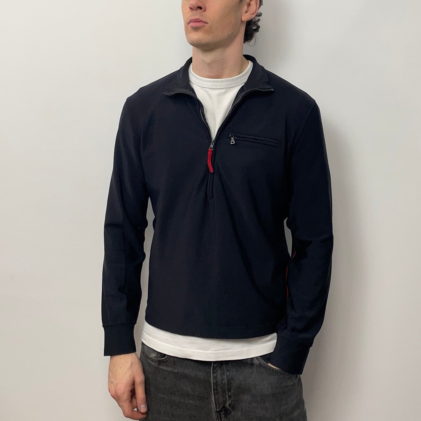 Prada Sport Navy 00s Half-Zip Nylon Jumper