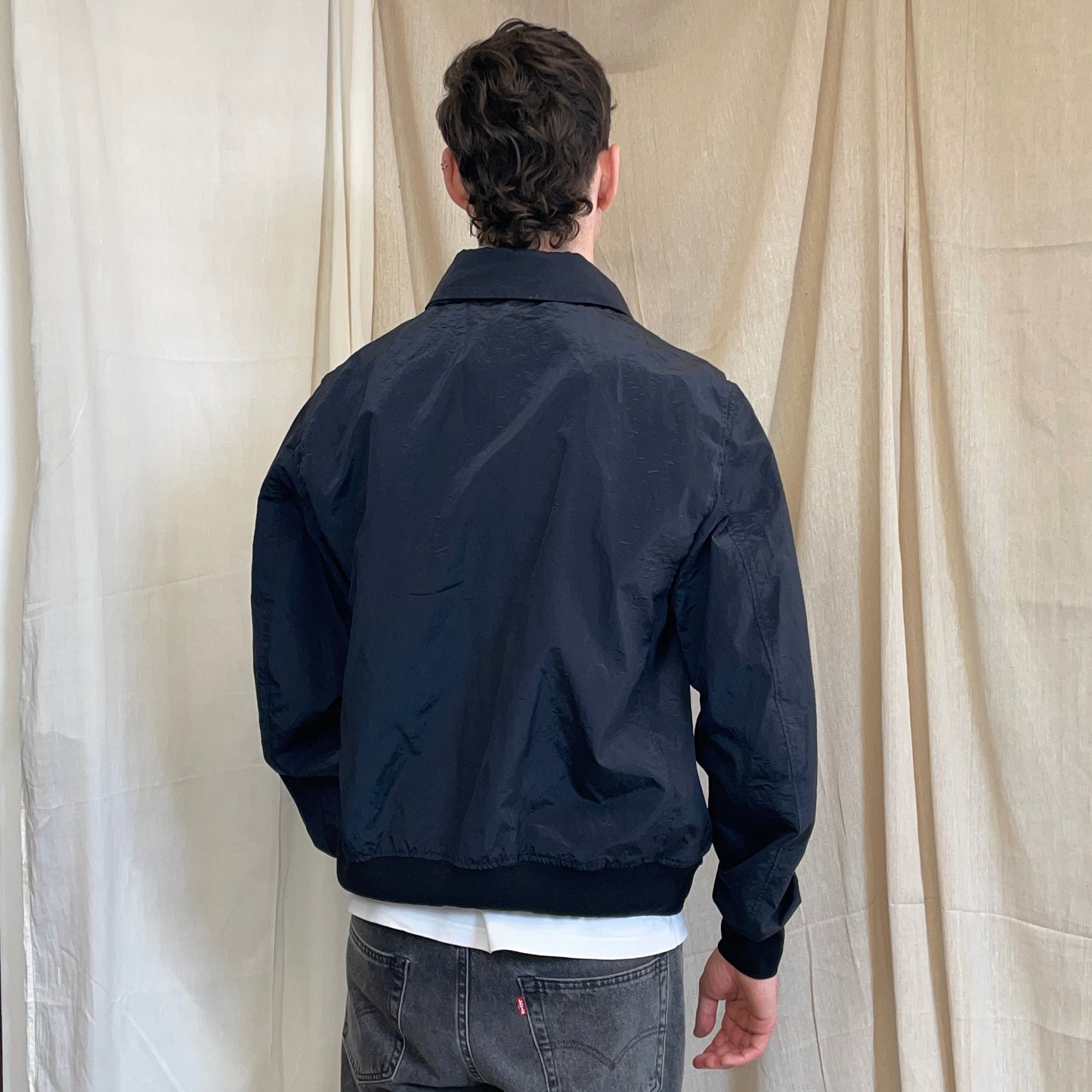 Stone Island Navy SS08 Nylon Metal Archivio Concealed Hood Lightweight Bomber Jacket