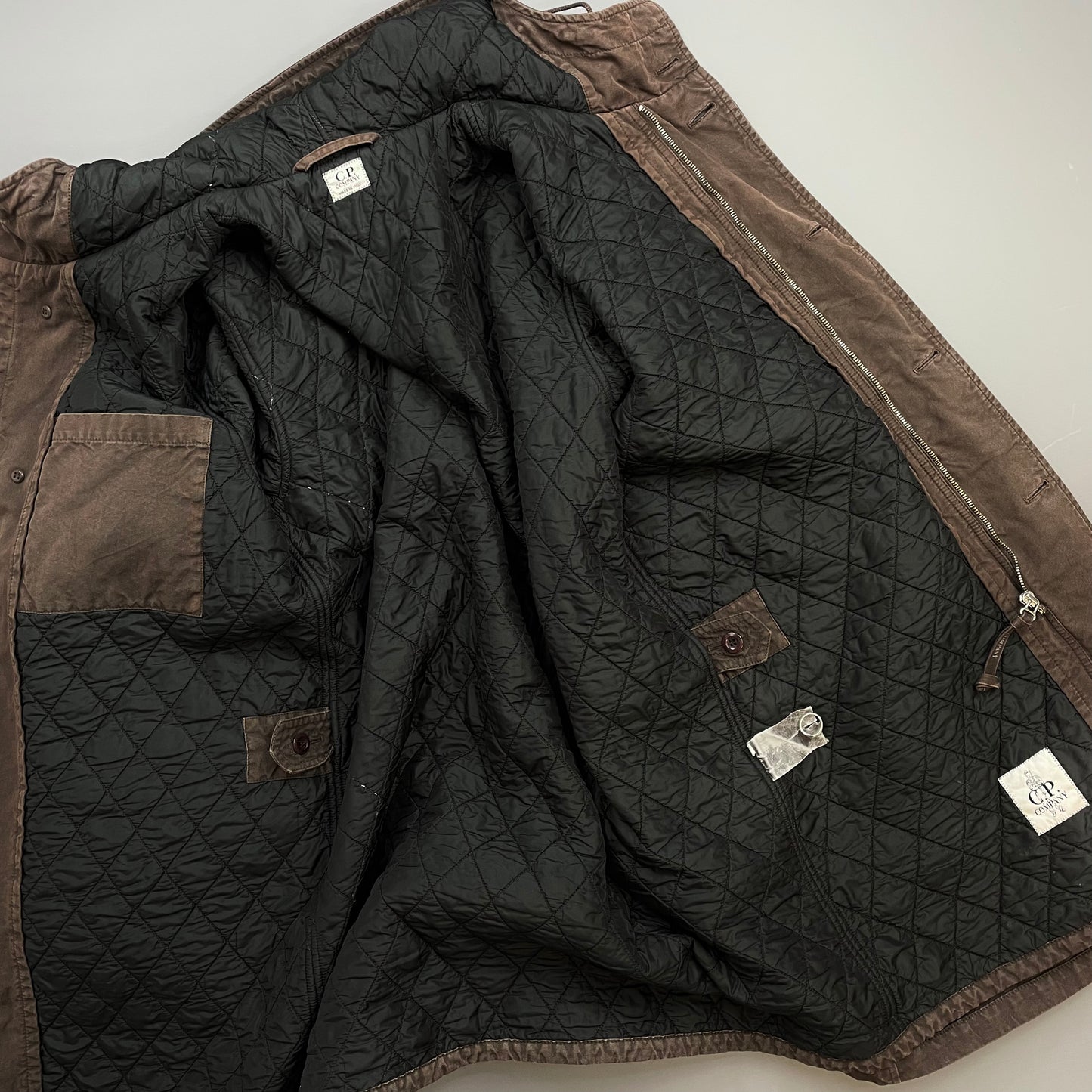 C.P. Company Brown 00s Canvas Hooded Longline Parka Coat
