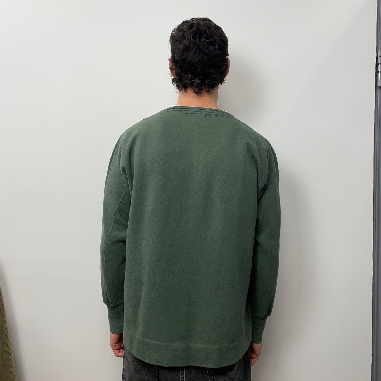 Stone Island Green 80s Boat Neck Embroidered Chest Emblem Jumper