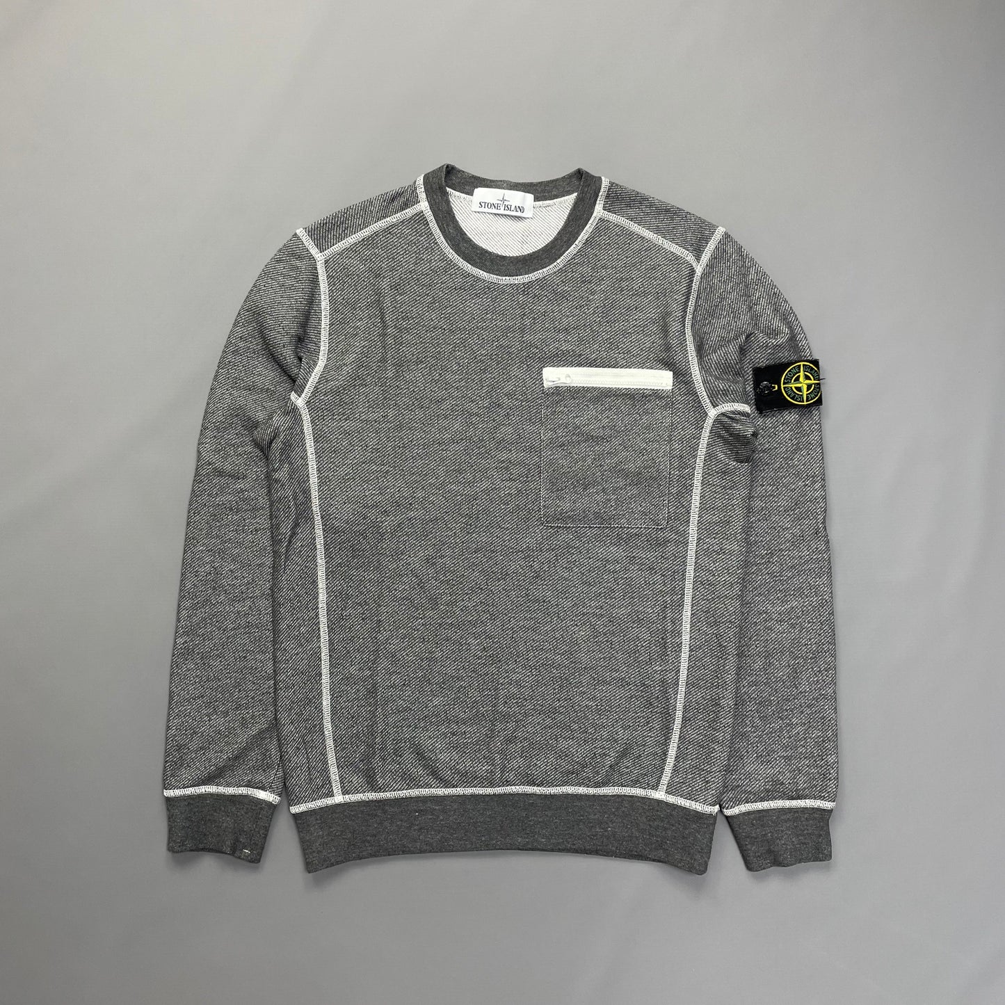 Stone Island Grey Contrast Stitching Jumper