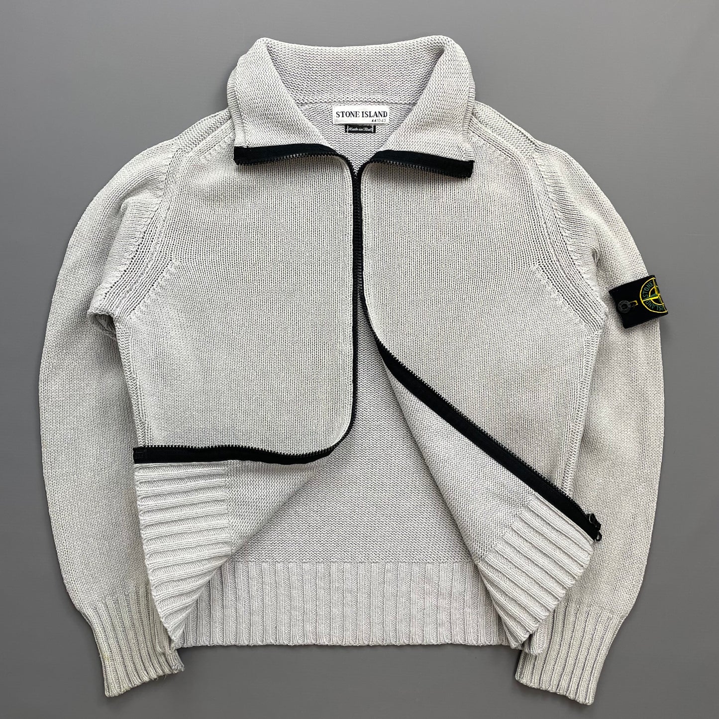 Stone Island Light Blue SS02 Zip-Through Silk Knit Jumper