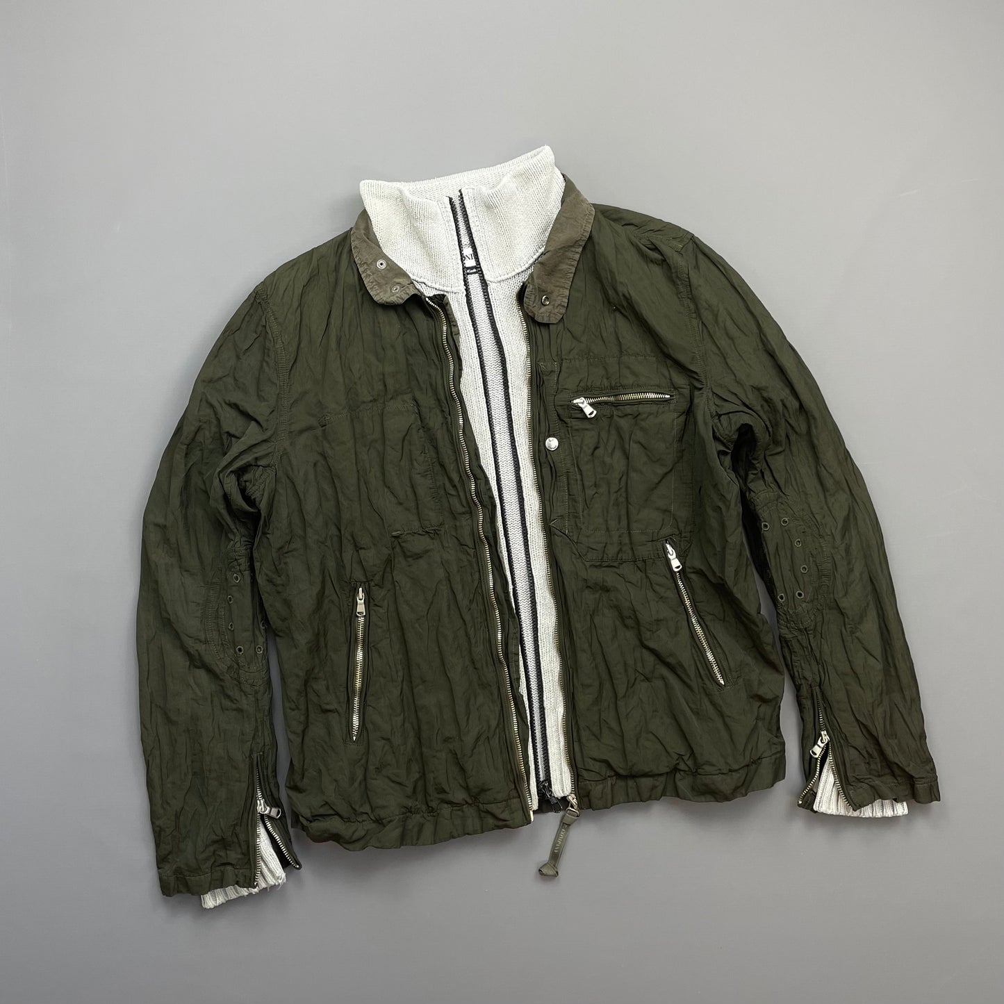 C.P. Company Khaki SS05 Nylon Metal Biker Jacket