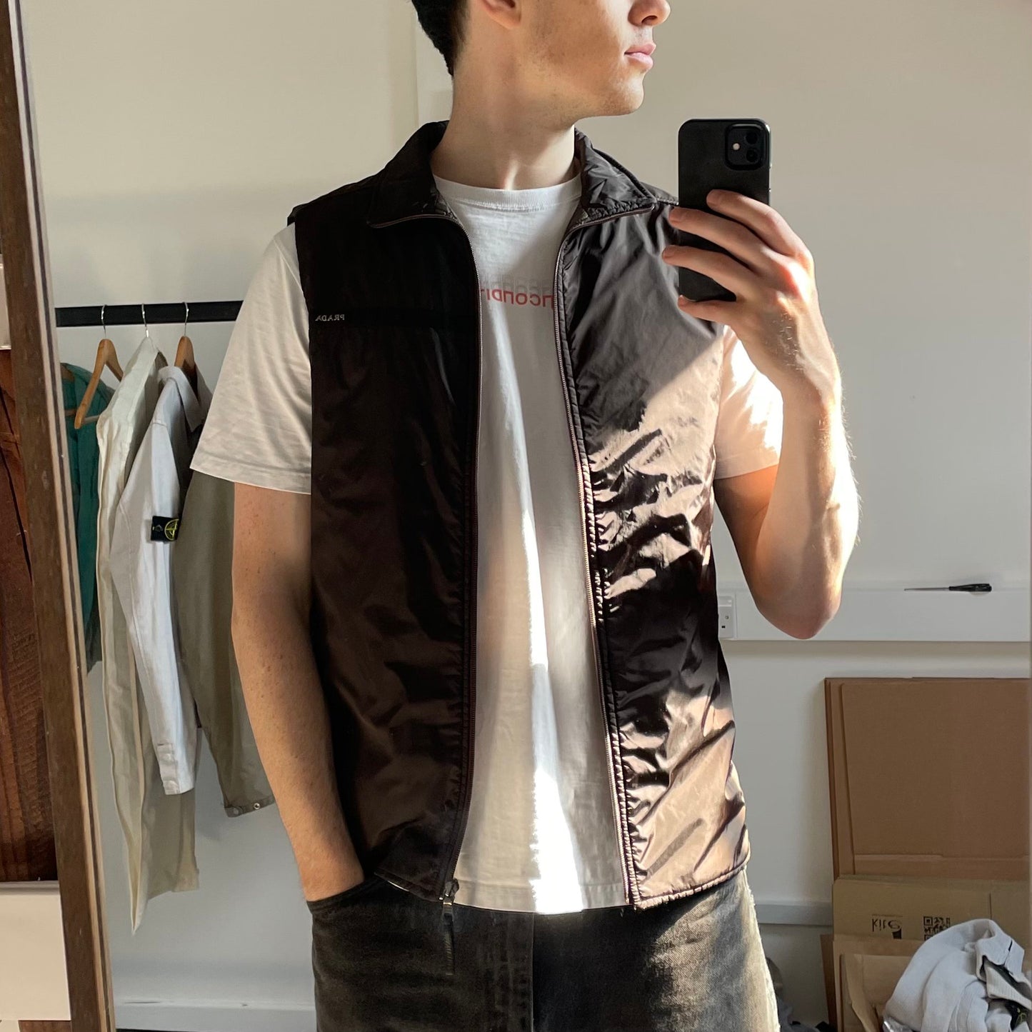 Prada Linea Rossa 2007 Dark Brown Nylon Gilet