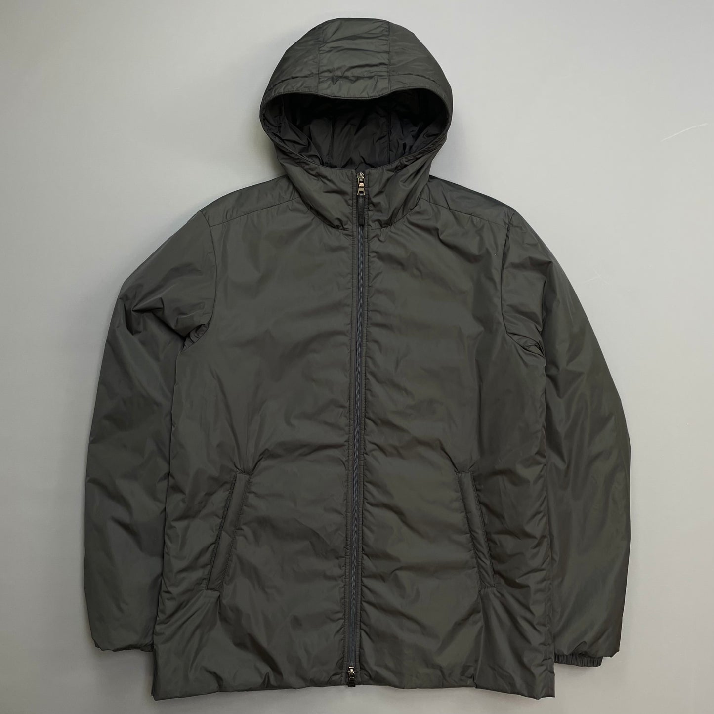 Prada Sport Charcoal Grey 2007 Padded Nylon Hooded Parka Jacket
