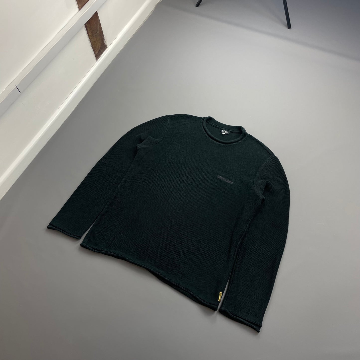 Armani Jeans Black Raw Edge Knit Jumper