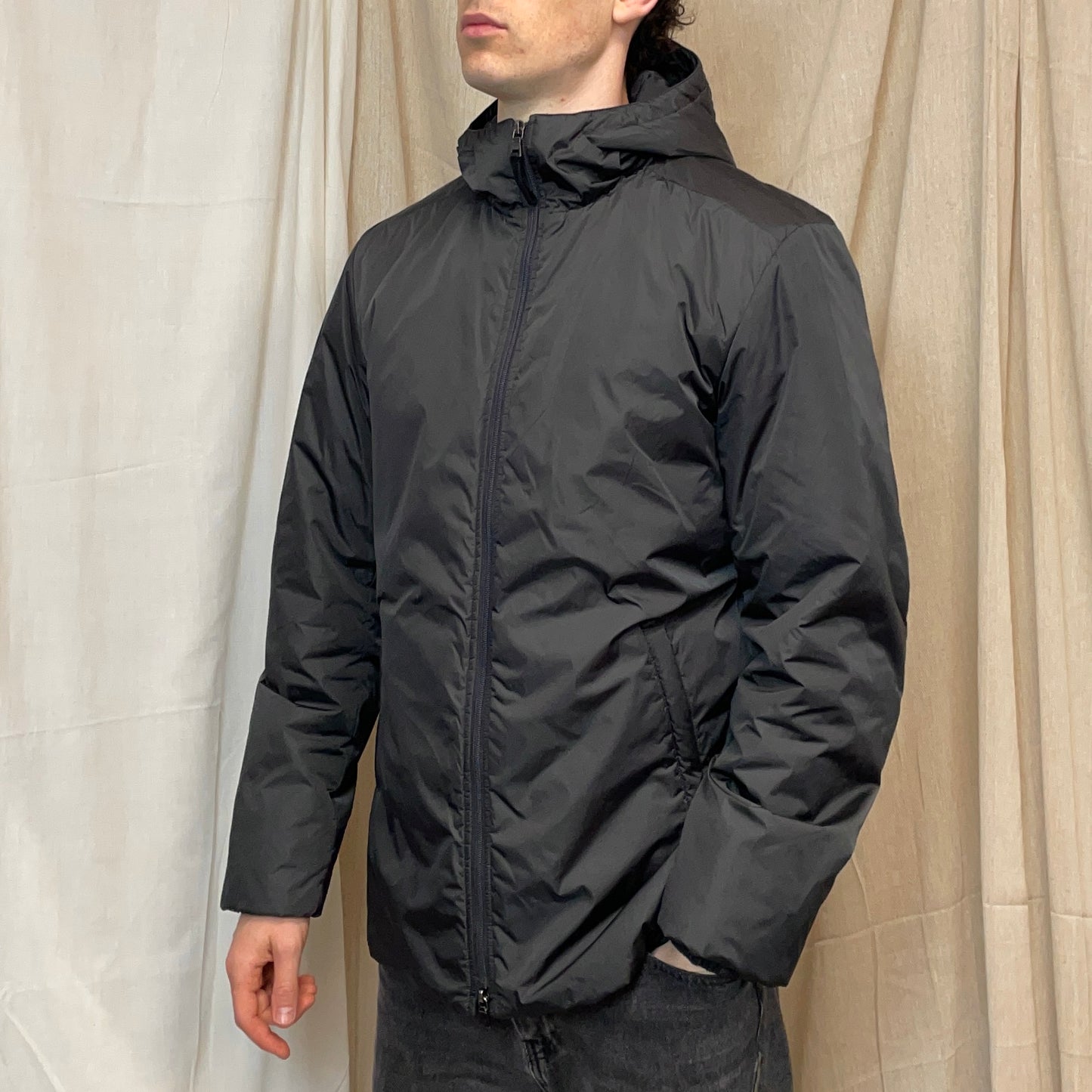 Prada Sport Charcoal Grey 2007 Padded Nylon Hooded Parka Jacket